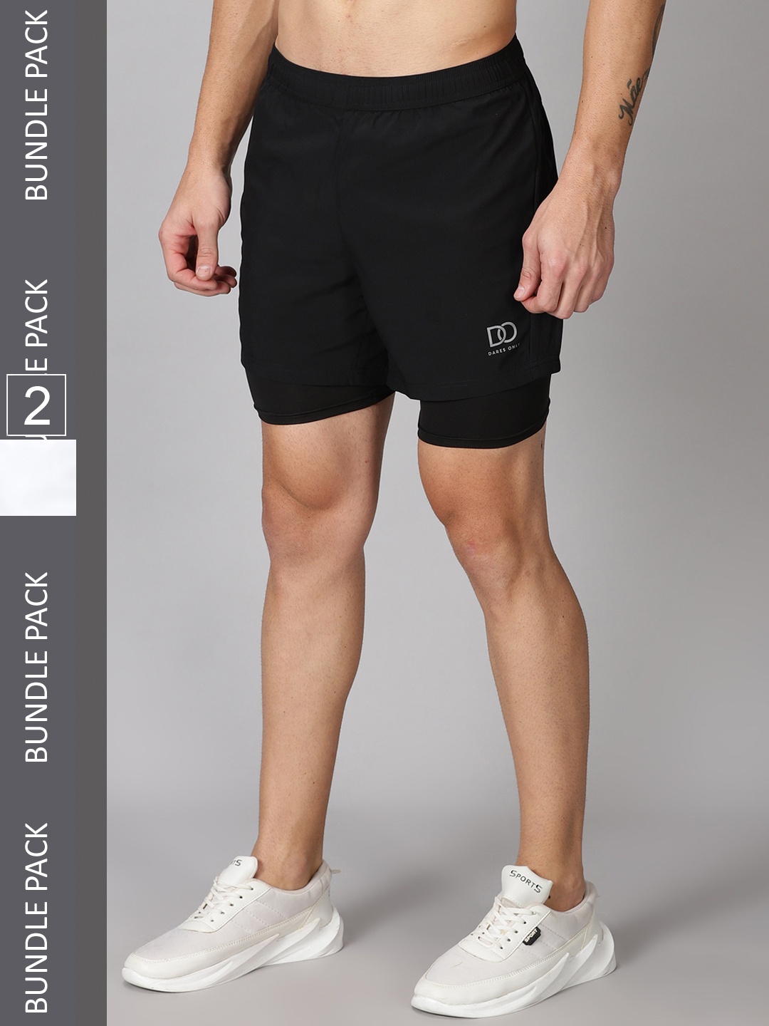 

The Short Store Men Pack of 2 Black & White Running Sports Shorts