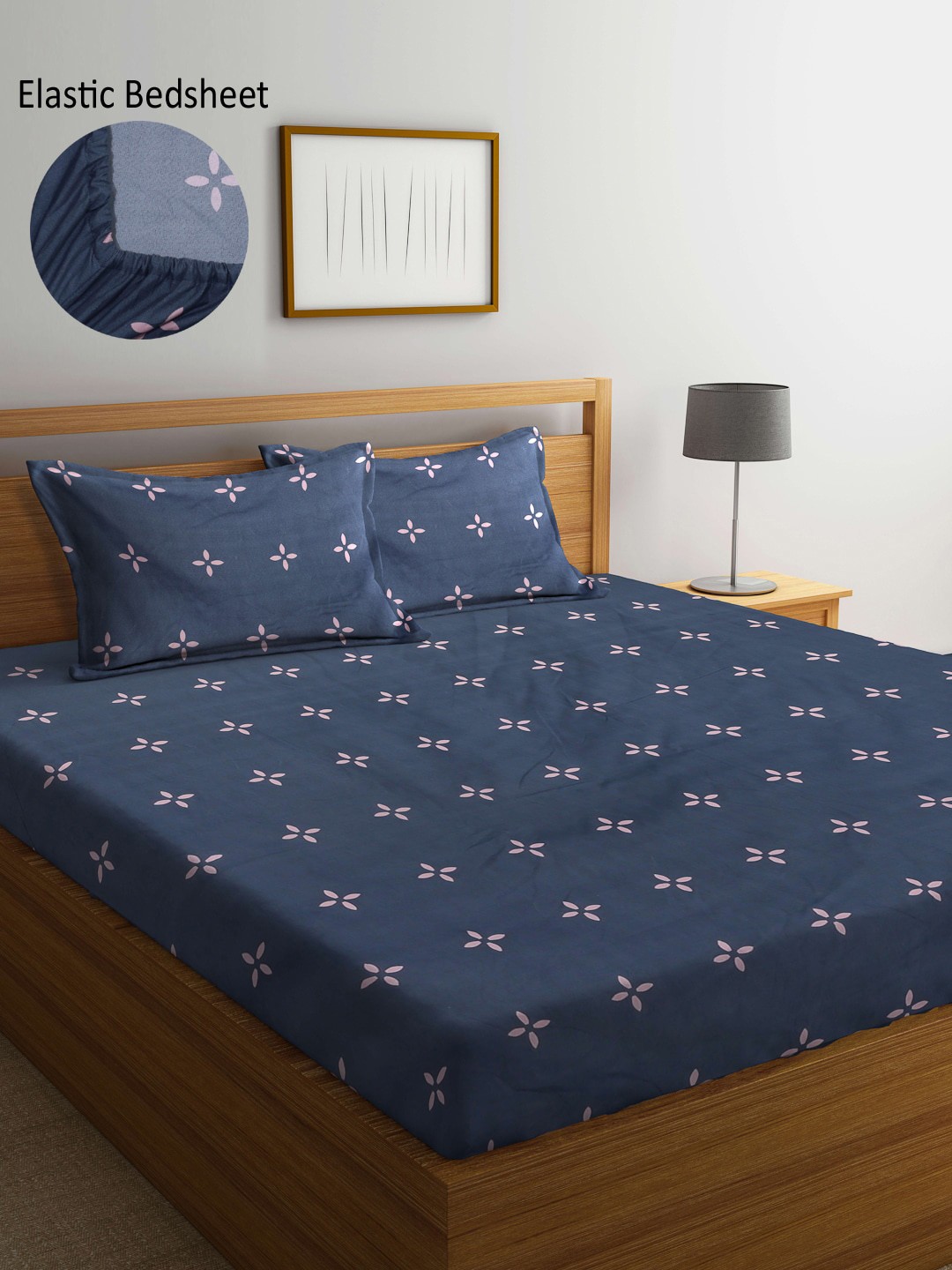 

Arrabi Grey & Pink Floral 300 TC King Bedsheet with 2 Pillow Covers