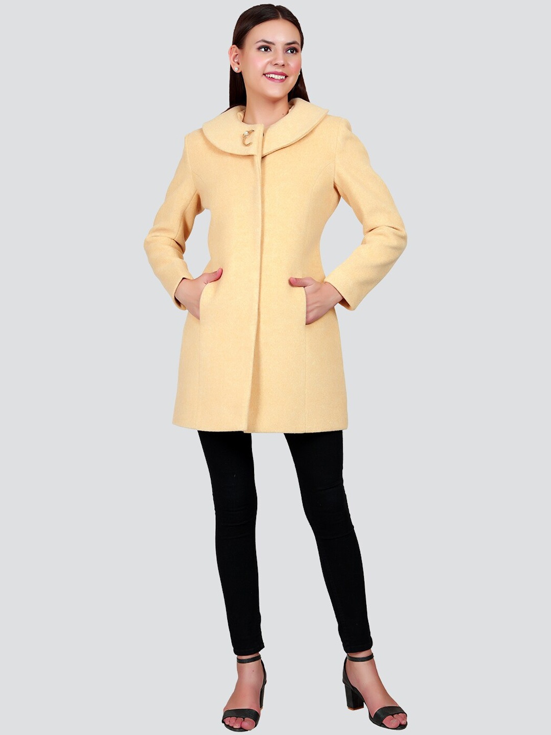 

YOUNG CLUB CLASSIC Women Woollen Over Coats, Yellow