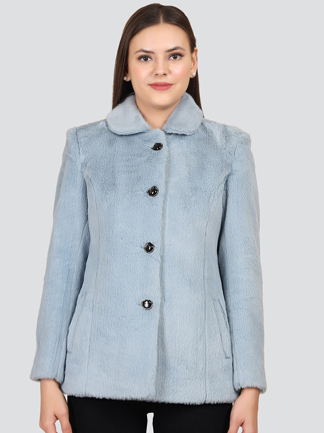 

YOUNG CLUB CLASSIC Women Blue Solid Over Coats