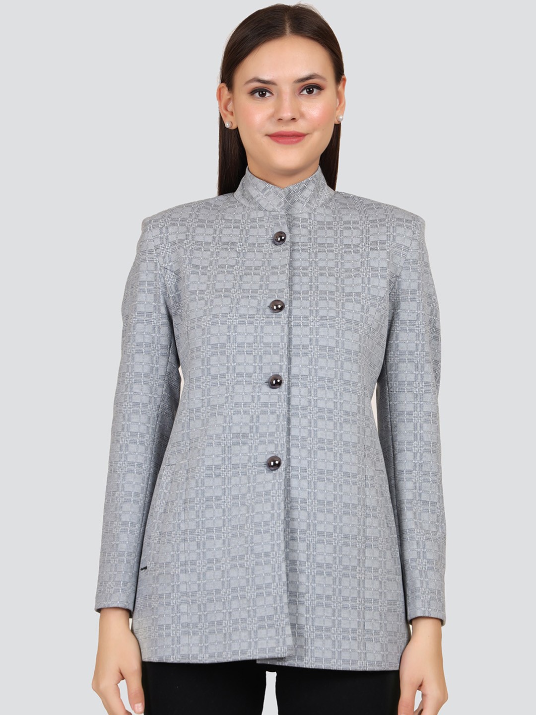 

YOUNG CLUB CLASSIC Women Grey Printed Pea Coat