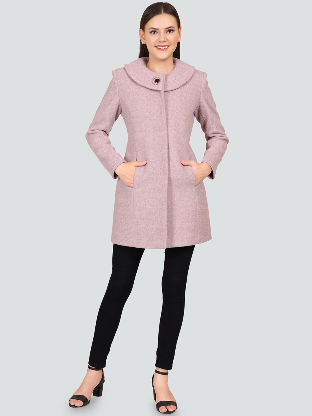 

YOUNG CLUB CLASSIC Women Pink Woolen Overcoat