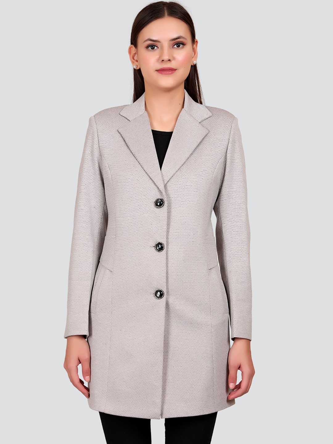 

YOUNG CLUB CLASSIC Women Grey Woolen Winter Over Coat