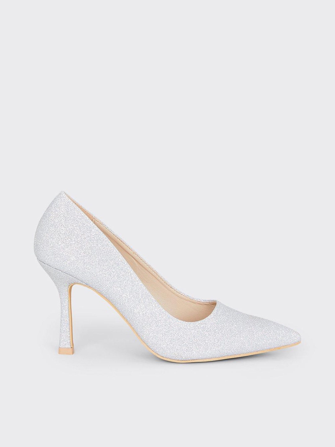 

DOROTHY PERKINS Silver-Toned Embellished Party Stiletto Pumps
