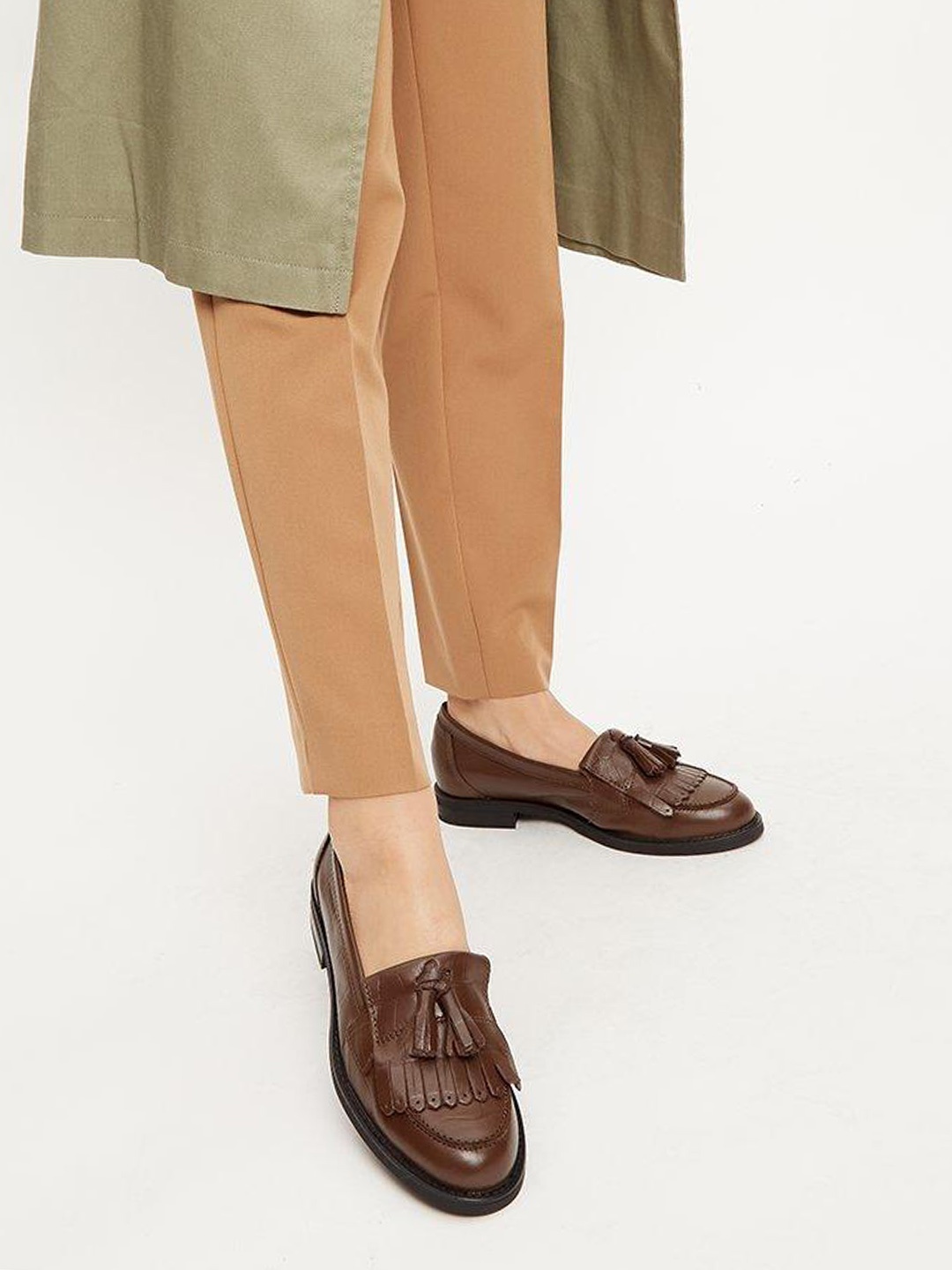 

DOROTHY PERKINS Women Brown Tasselled Leather Loafers