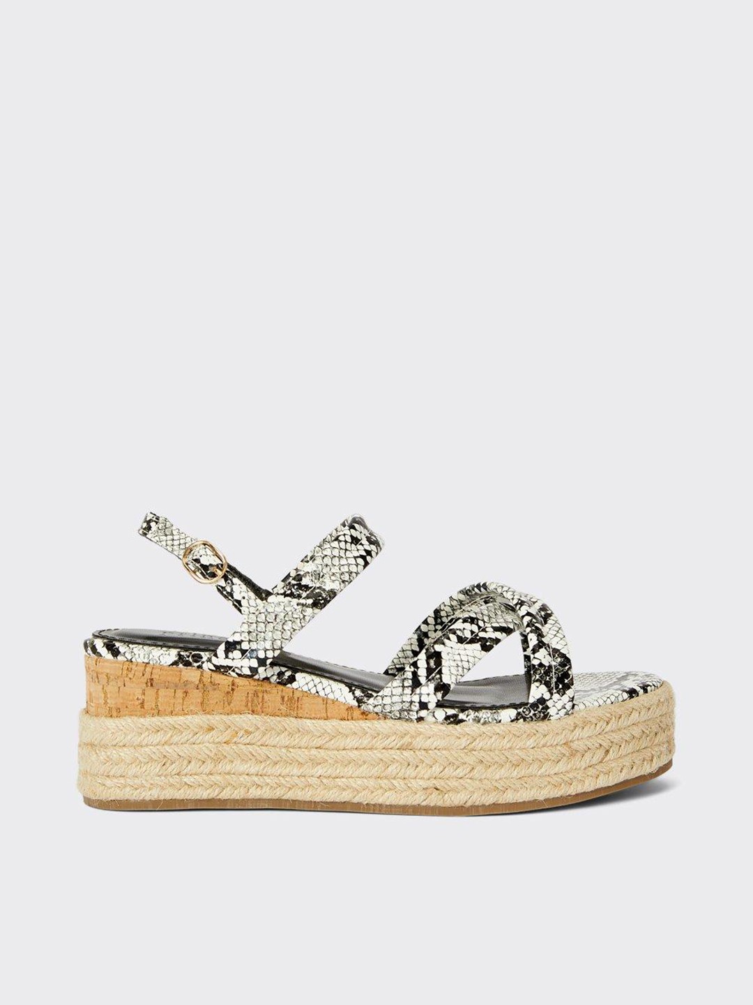 

DOROTHY PERKINS Black Printed Flatform Jute Wedge