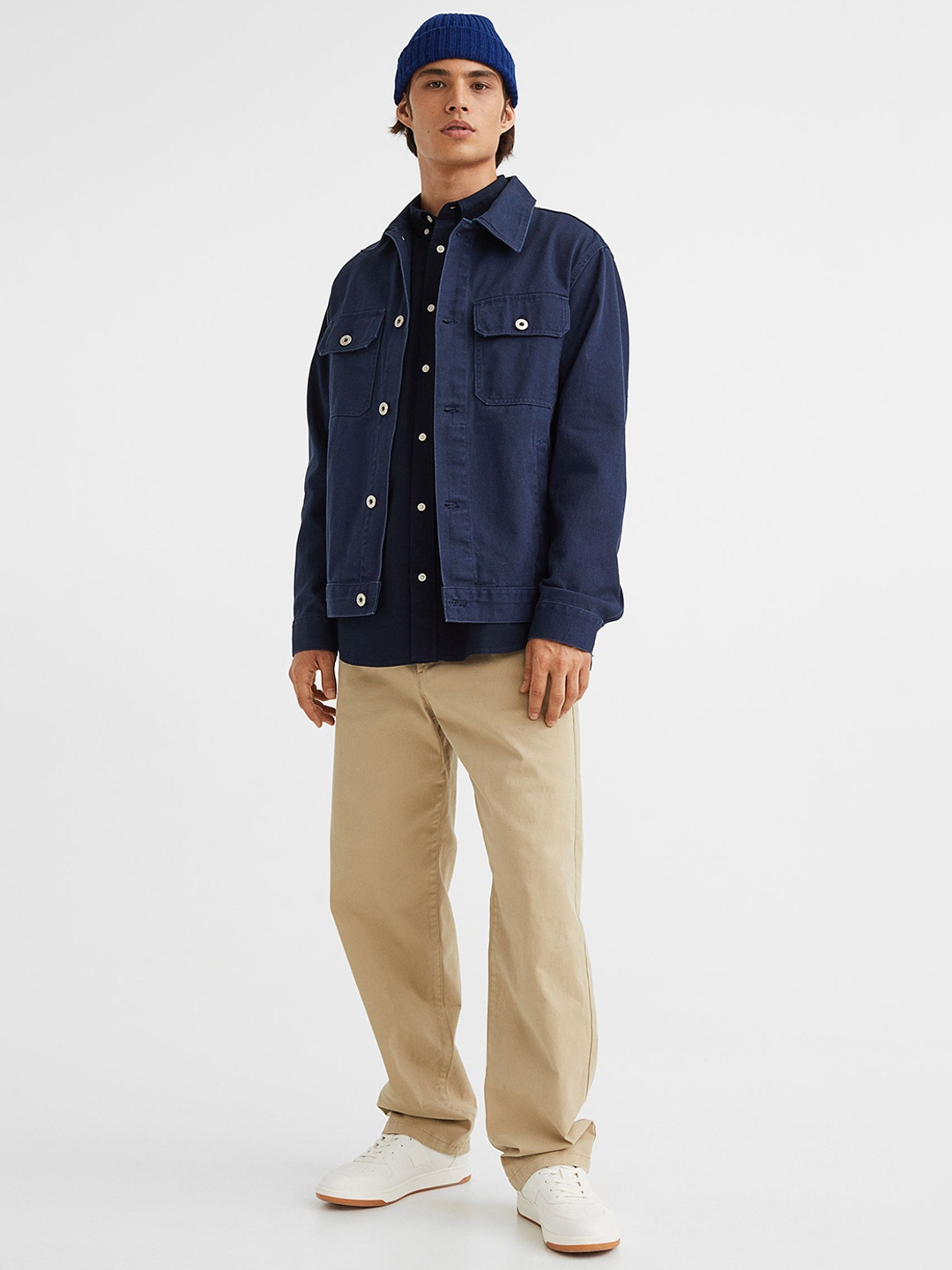 

H&M Men Blue Rib-Knit Hat