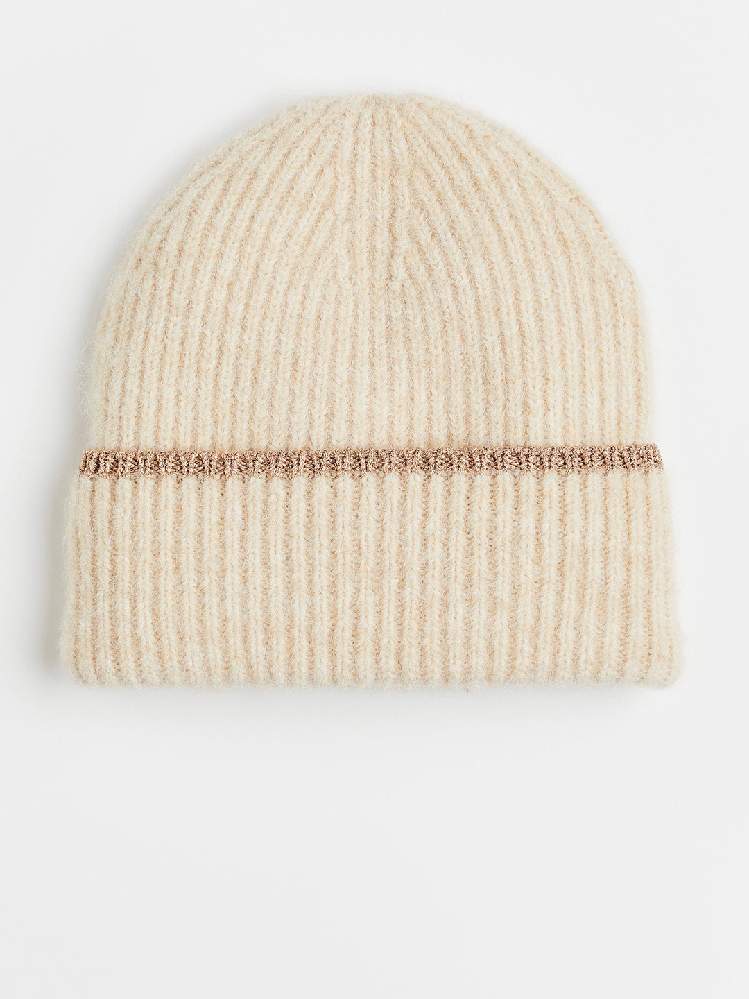 

H&M Women Beige Rib-Knit Hat