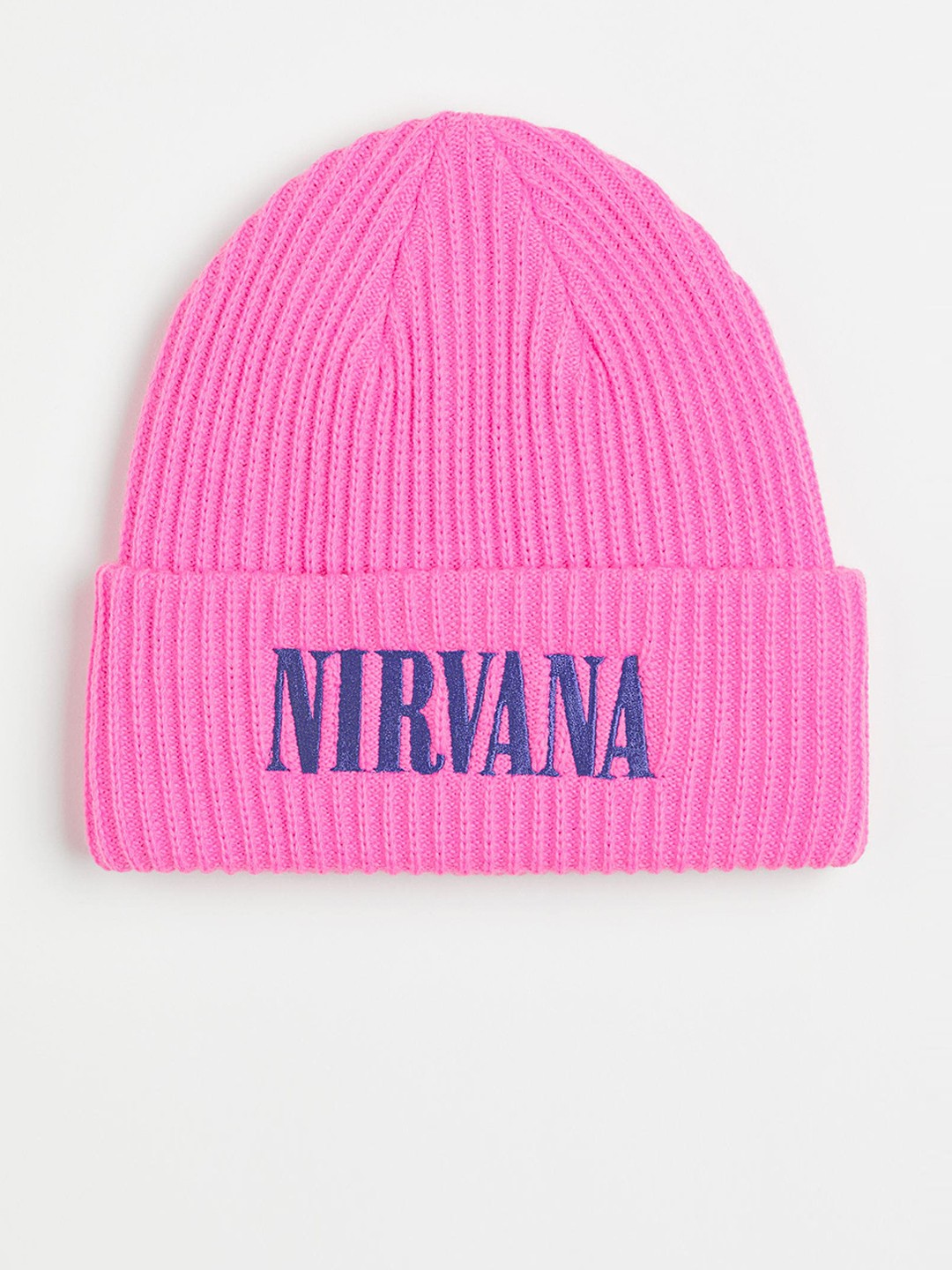 

H&M Women Pink Embroidered Rib-Knit Hat