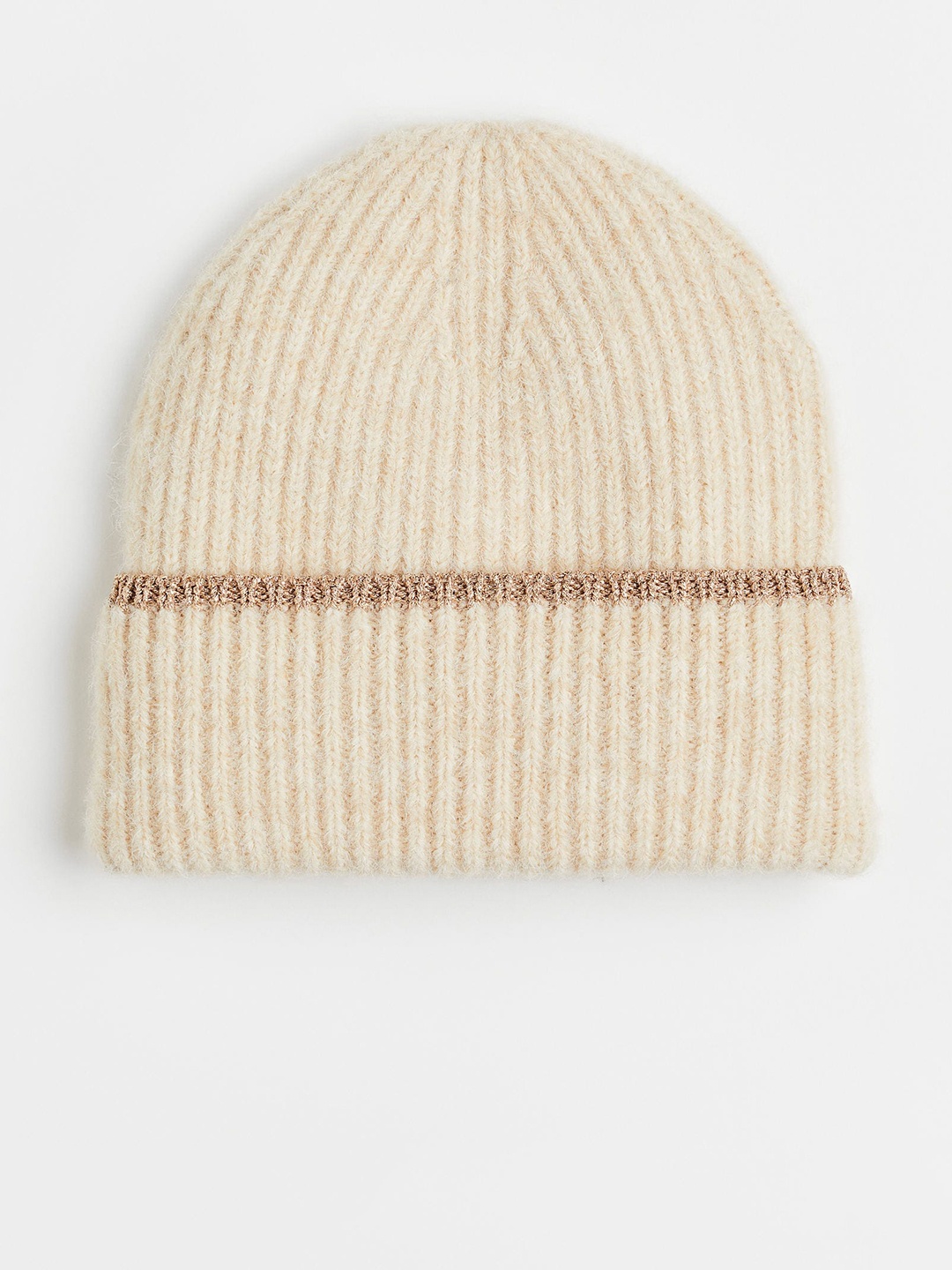 

H&M Women Beige Rib-Knit Hat