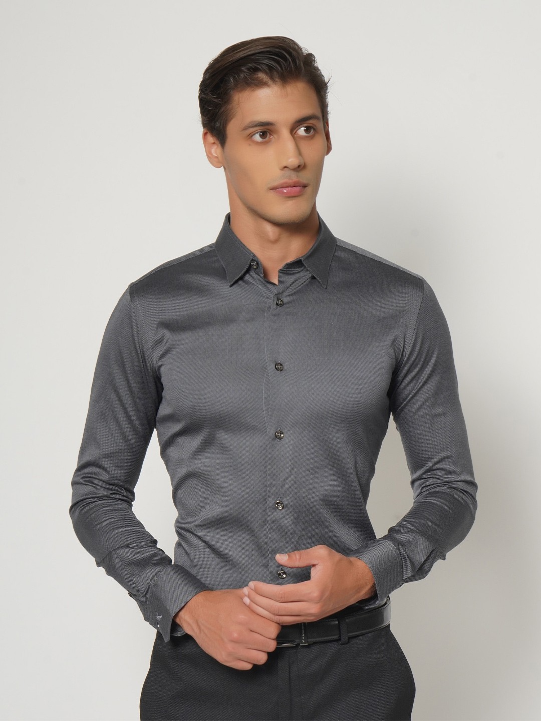 

Blackberrys Men Grey Slim Fit Casual Shirt