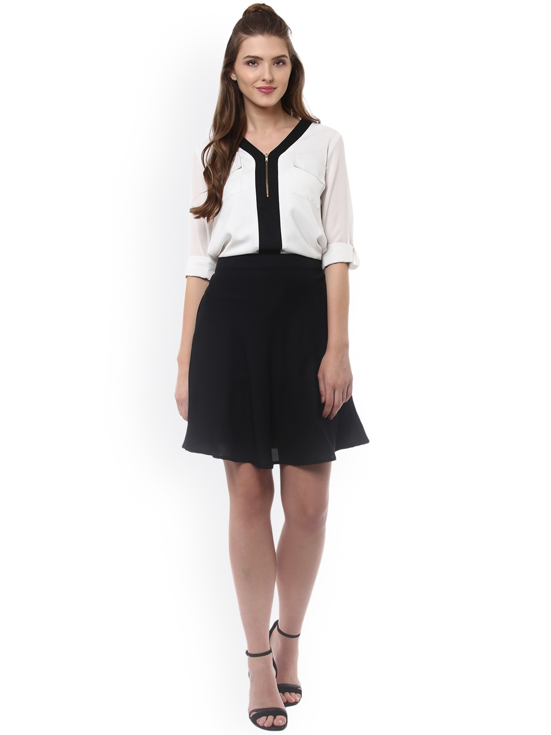 

StyleStone Women White & Black Fit & Flare Dress