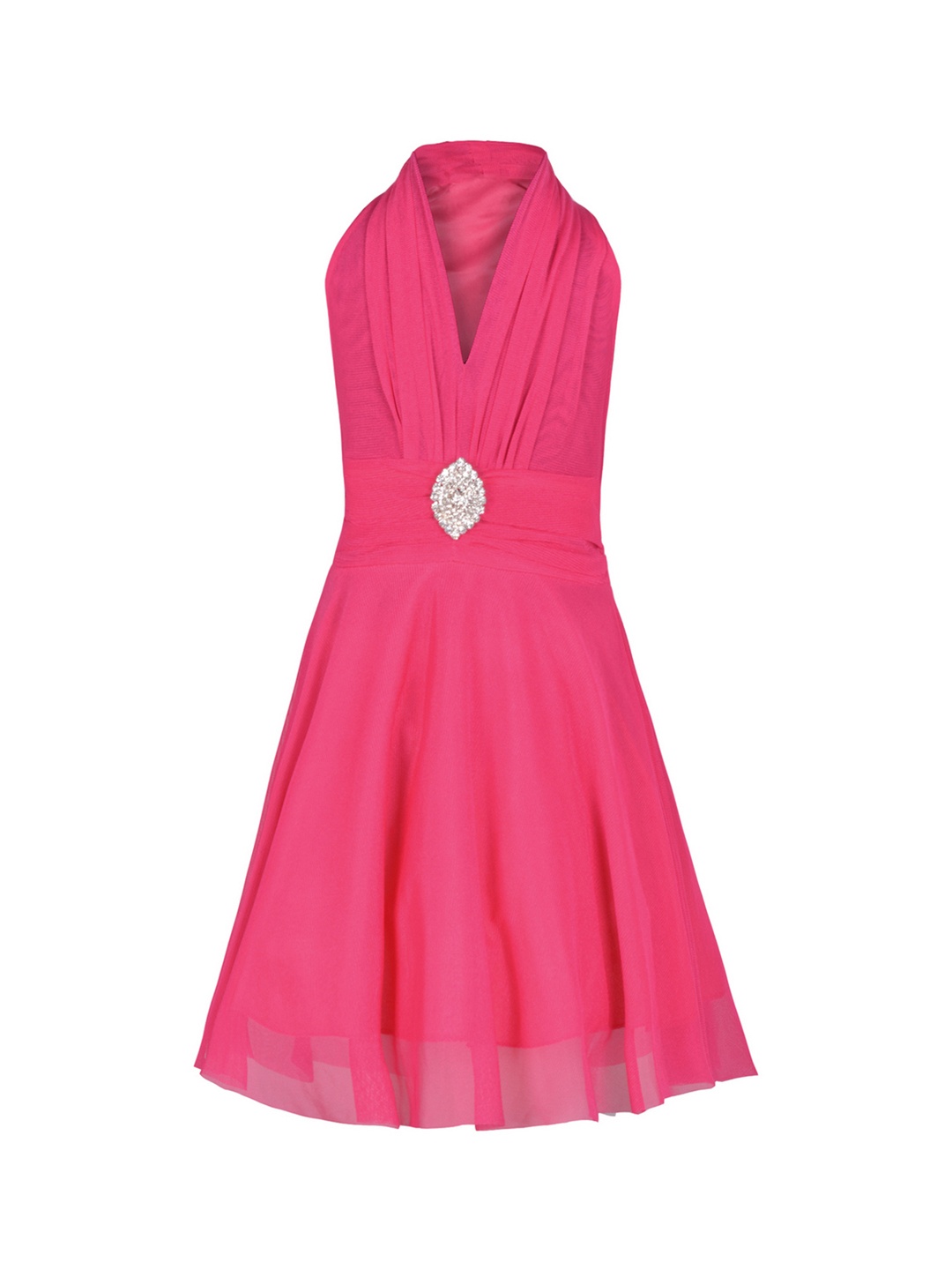 

Aarika Girls Pink Self-Design Fit & Flare Dress