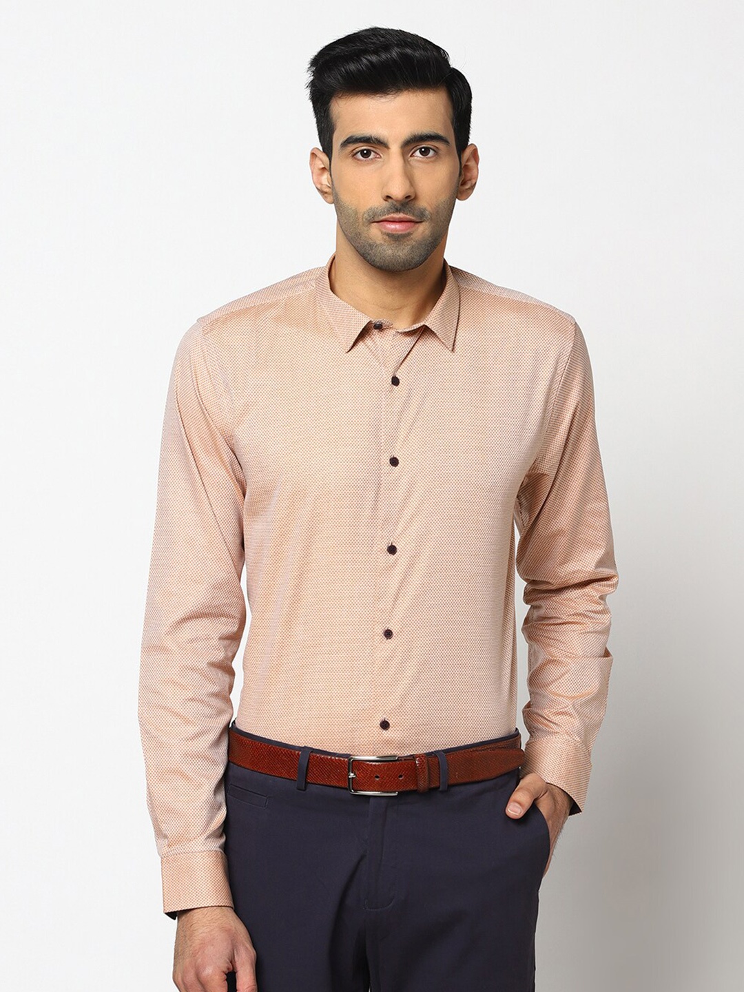 

Blackberrys Men Slim Fit Cotton Formal Shirt, Peach