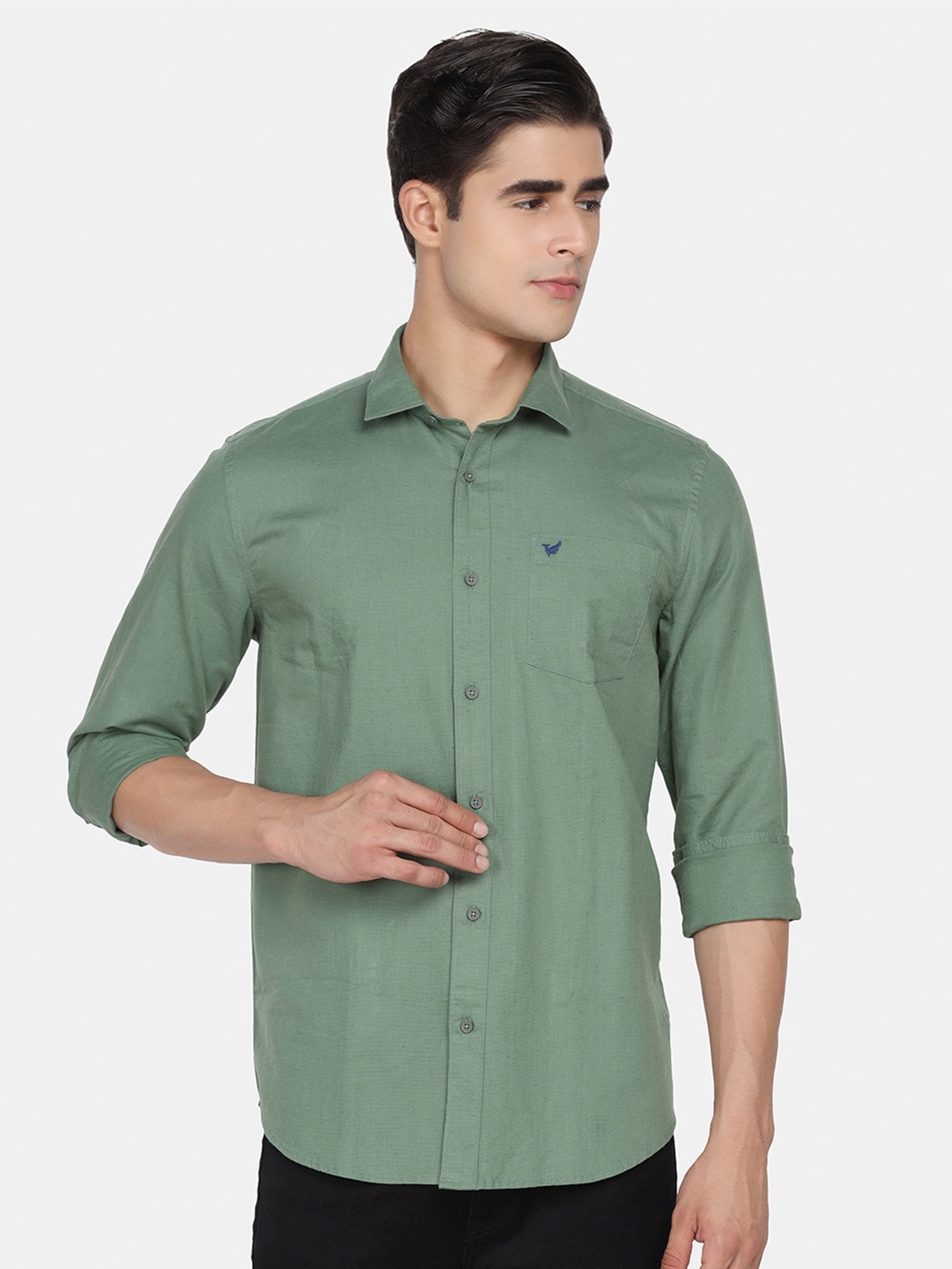 

Blackberrys Men Olive Green Slim Fit Casual Shirt