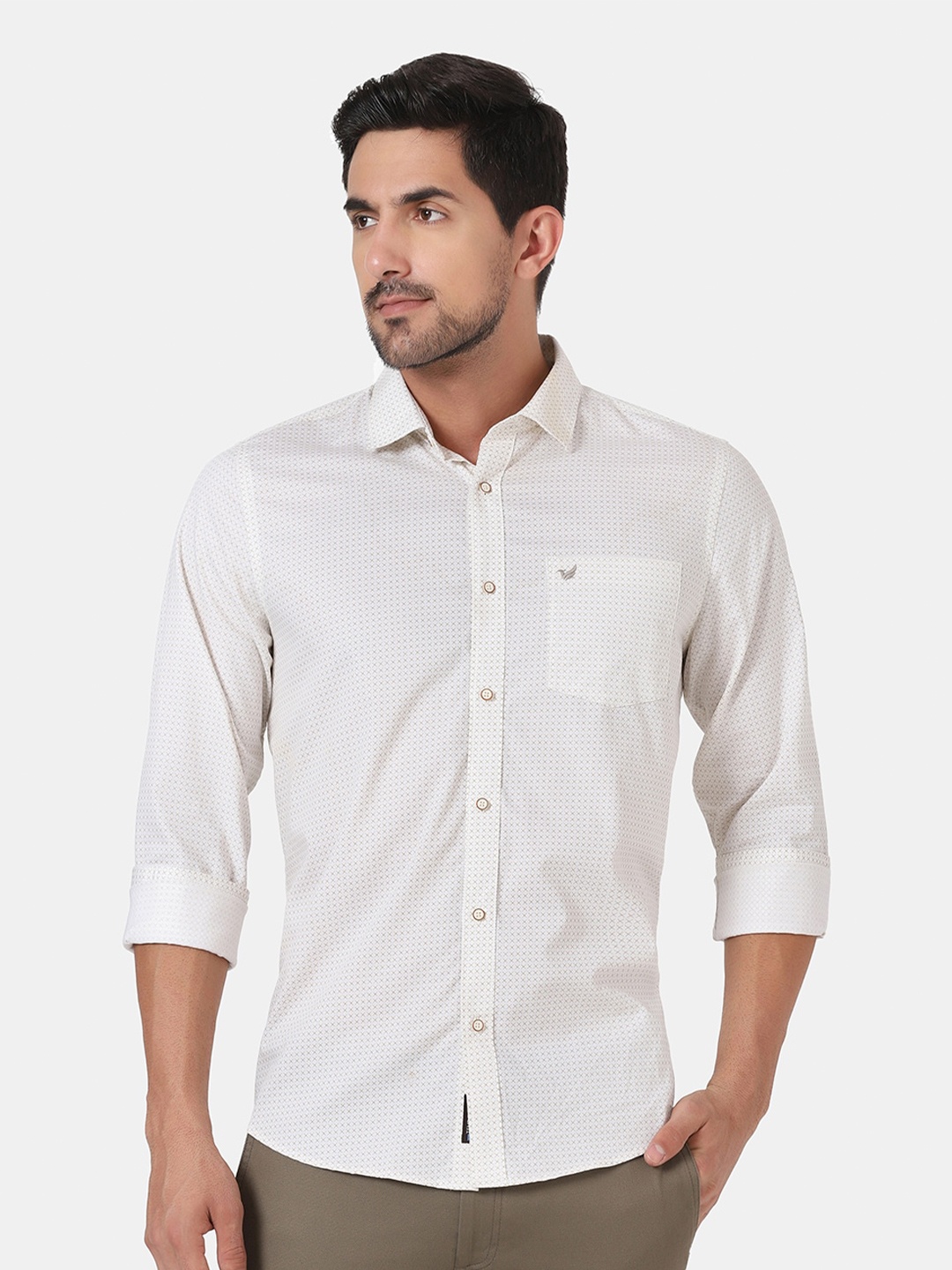 

Blackberrys Slim Fit Printed Casual Shirt, Beige