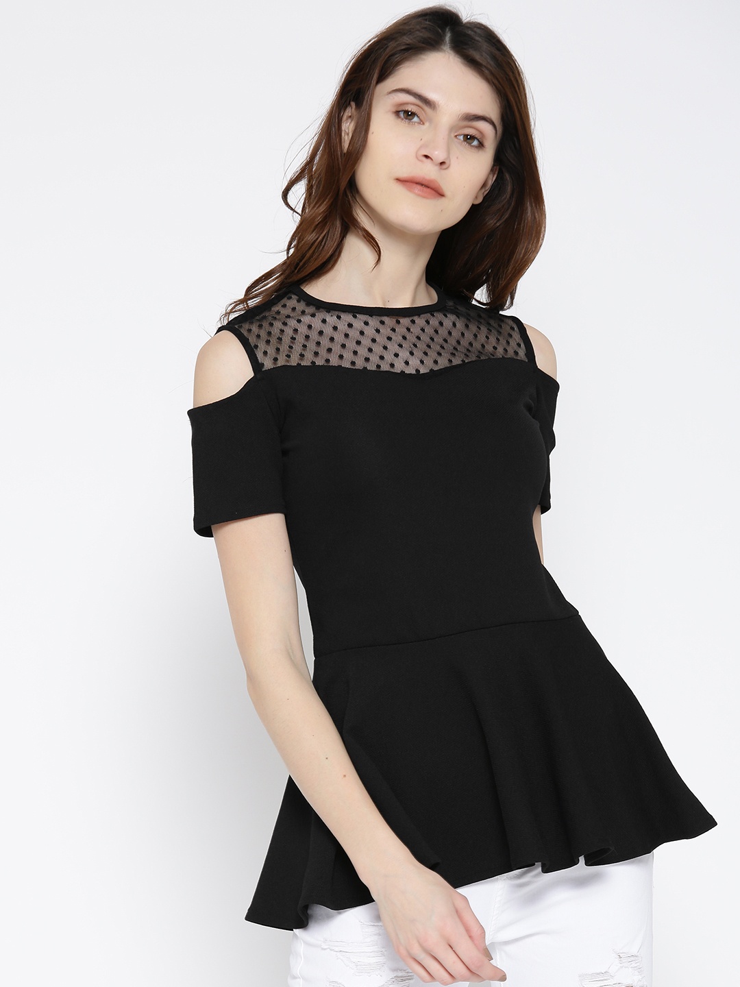 

Noi Women Black Solid Peplum Top