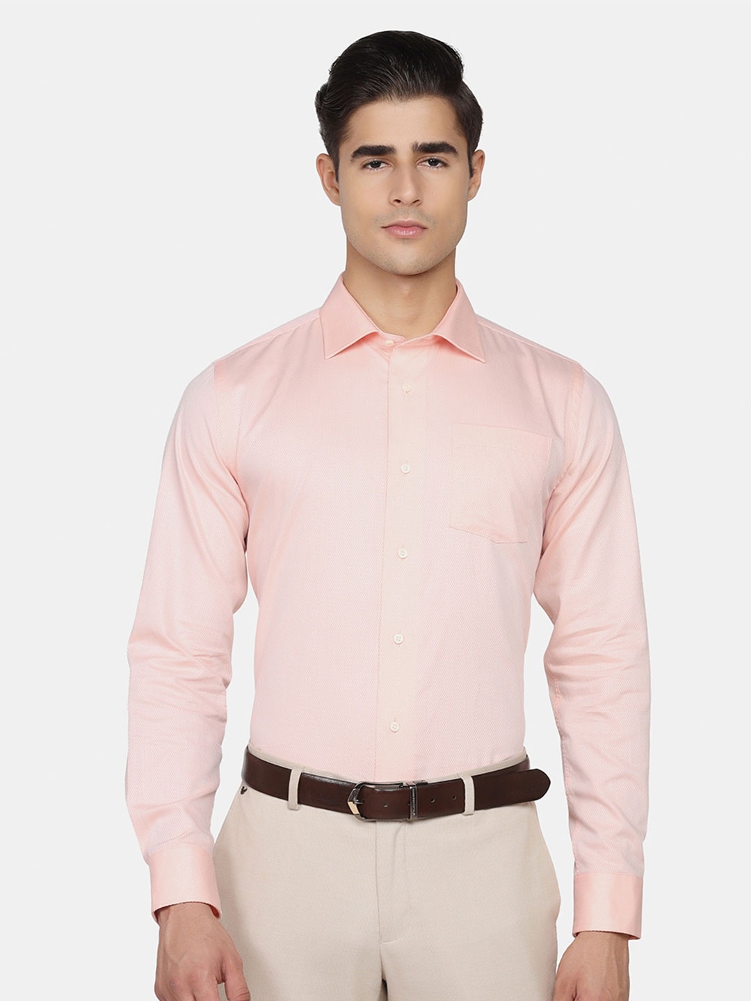 

Blackberrys Men Peach Cotton Slim Fit Formal Shirt