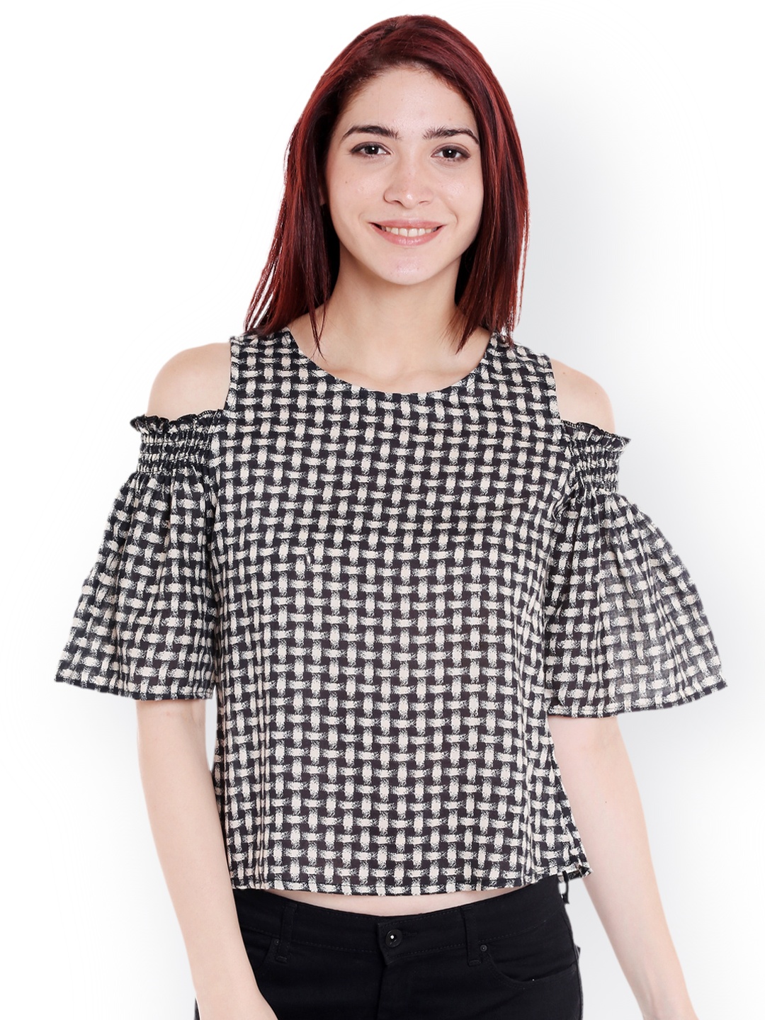 

Style Quotient Women Black & White Printed Top