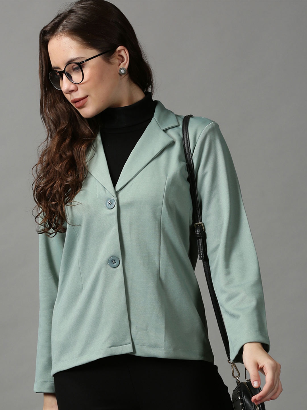 

SHOWOFF Women Green Open Front Blazer