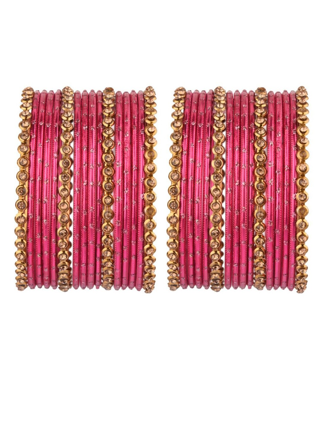 

Efulgenz Set of 32 Gold-plated Pink Classic Fashion Indian Bangles