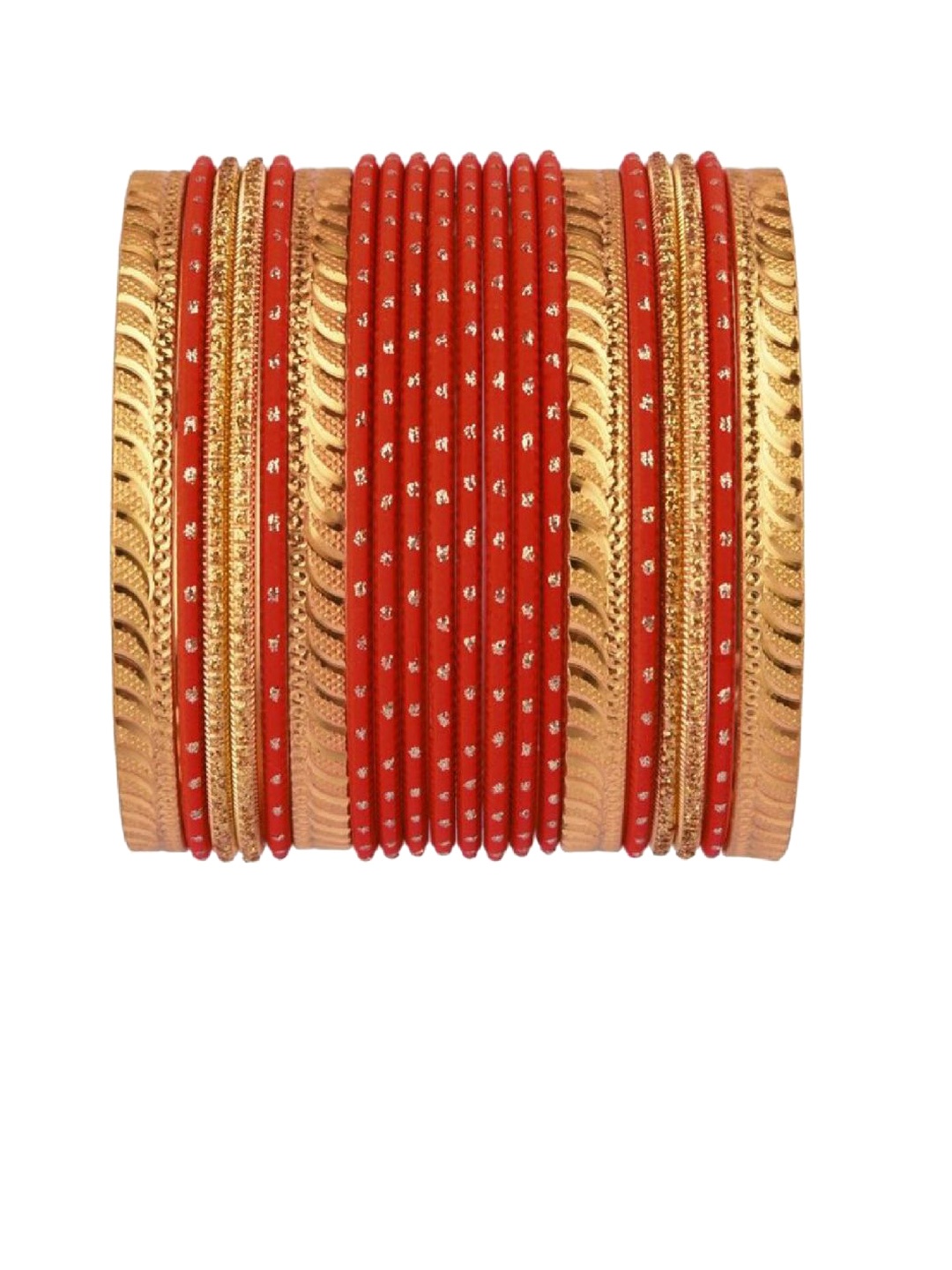 

Efulgenz Antique Designer 22-Pcs Gold-Plated & Red Bangle Set