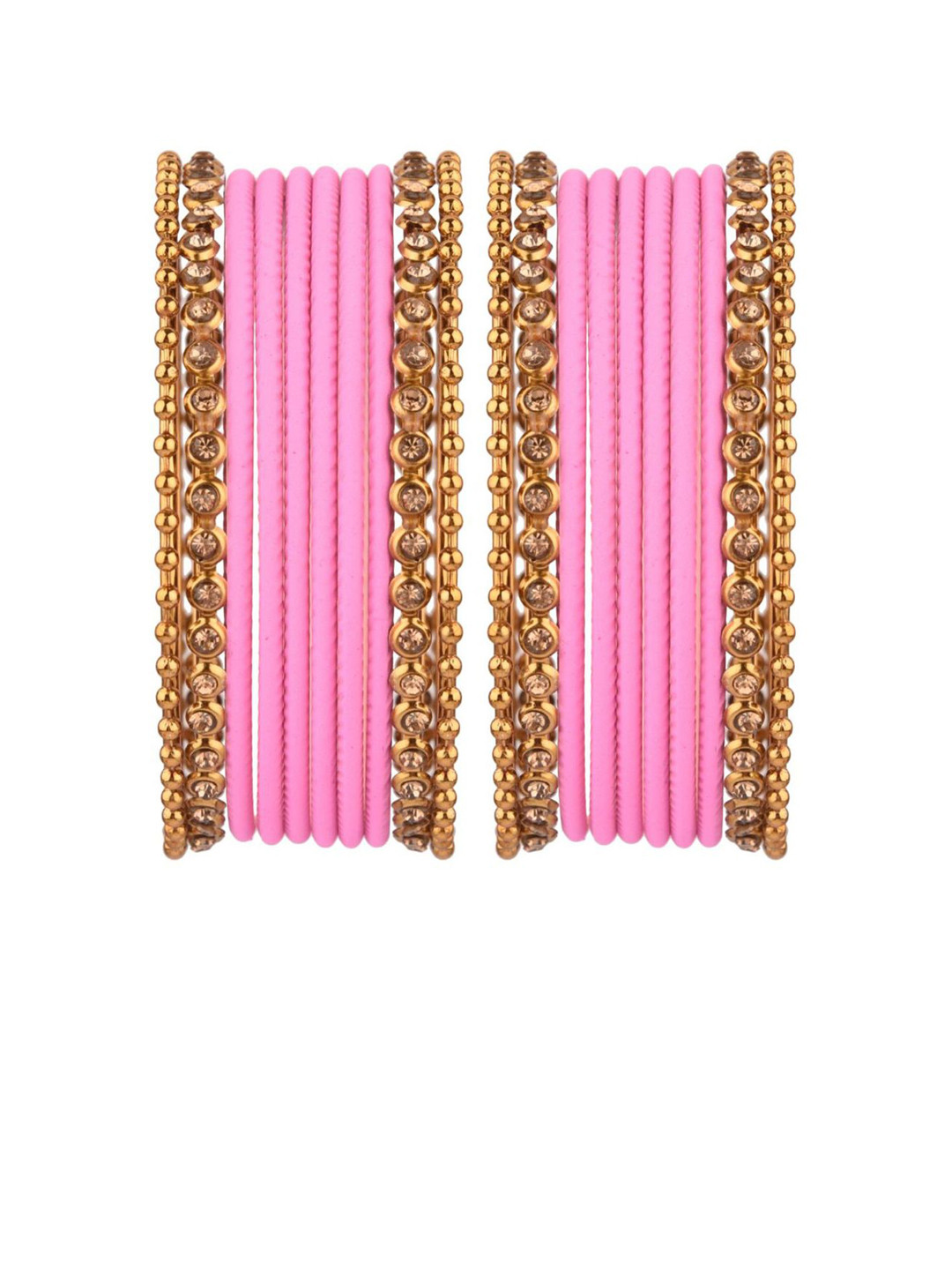 

Efulgenz Antique Designer 20-Pcs Gold-Plated & Pink Bangle Set