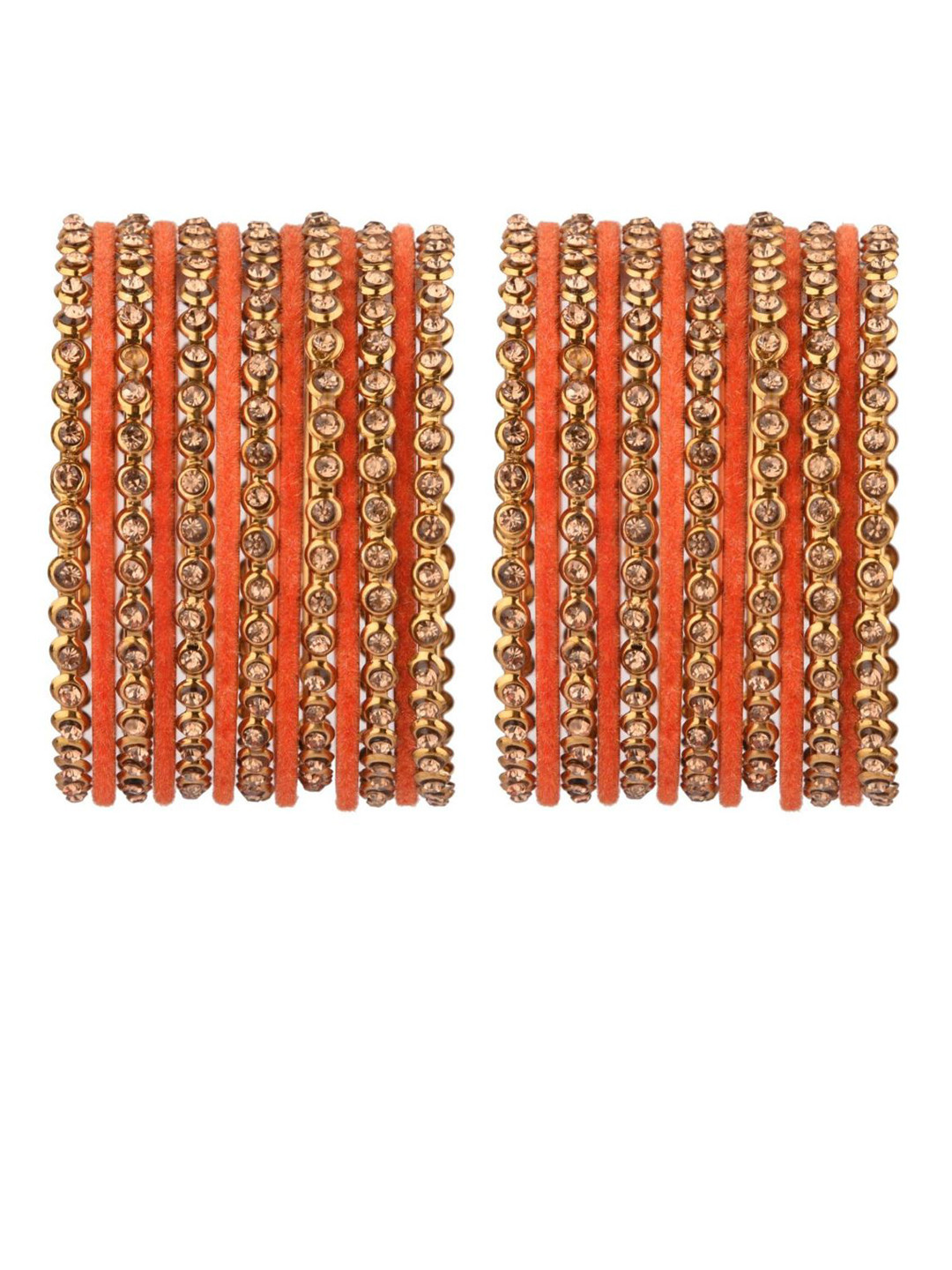 

Efulgenz Set of 26 Gold-Plated & Orange-color Antique Designer Comtemporary Bangles