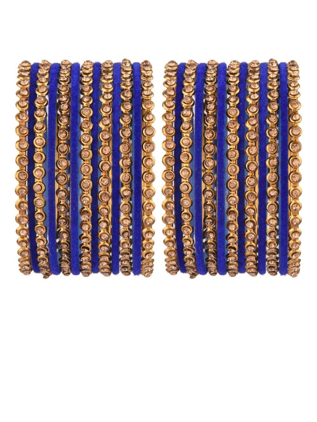 

Efulgenz Antique Designer Comtemporary 26-Pcs Gold-Plated & Blue Bangle Set