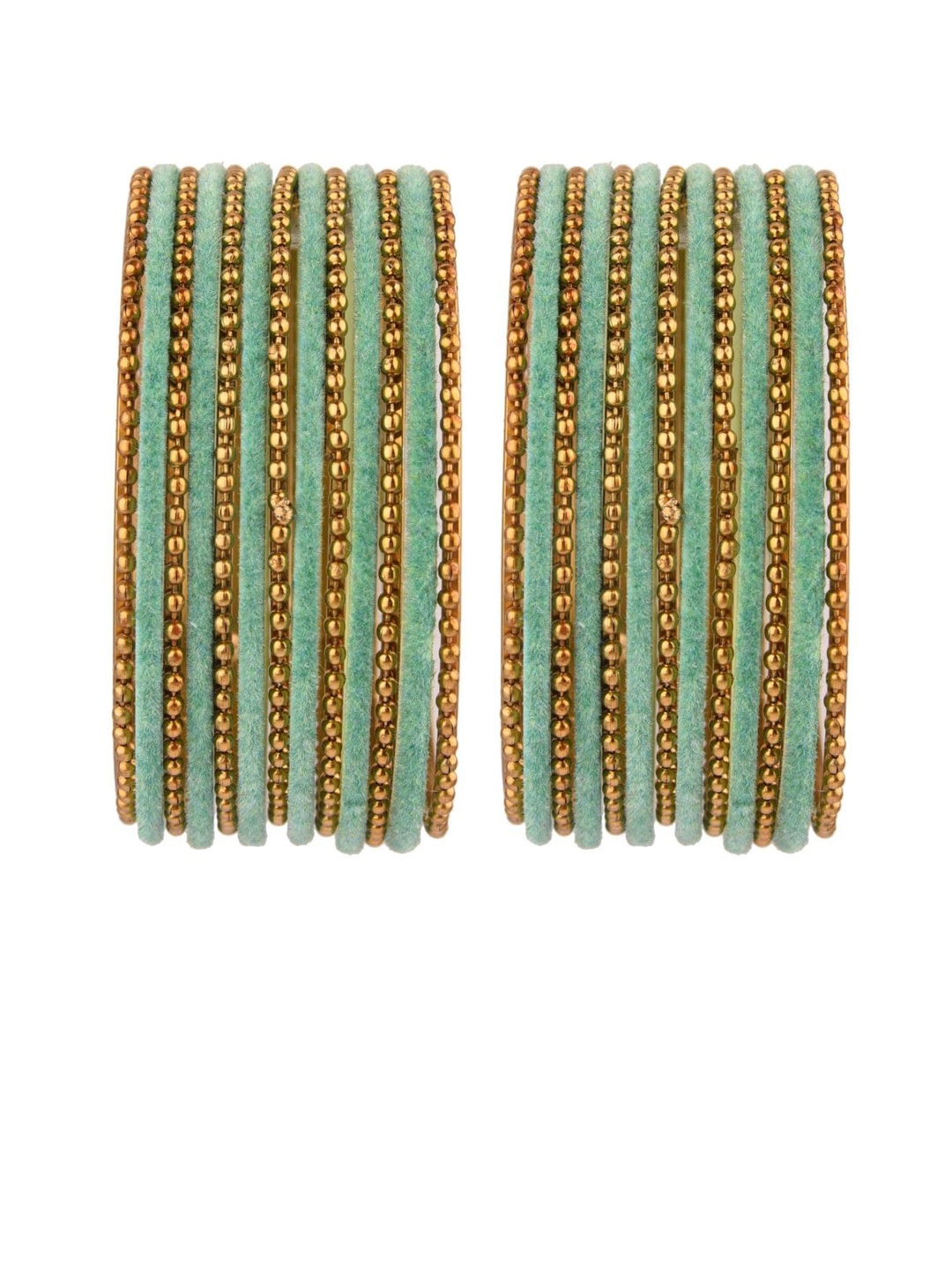 

Efulgenz Set of 26 Gold-Plated & Green Classic Fashion Indian Bangles