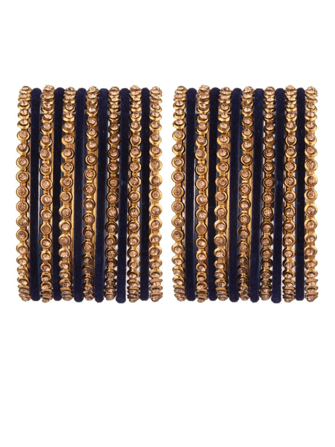 

Efulgenz Antique Designer 26-Pcs Gold-Plated & Black crystal studded Bangle Set
