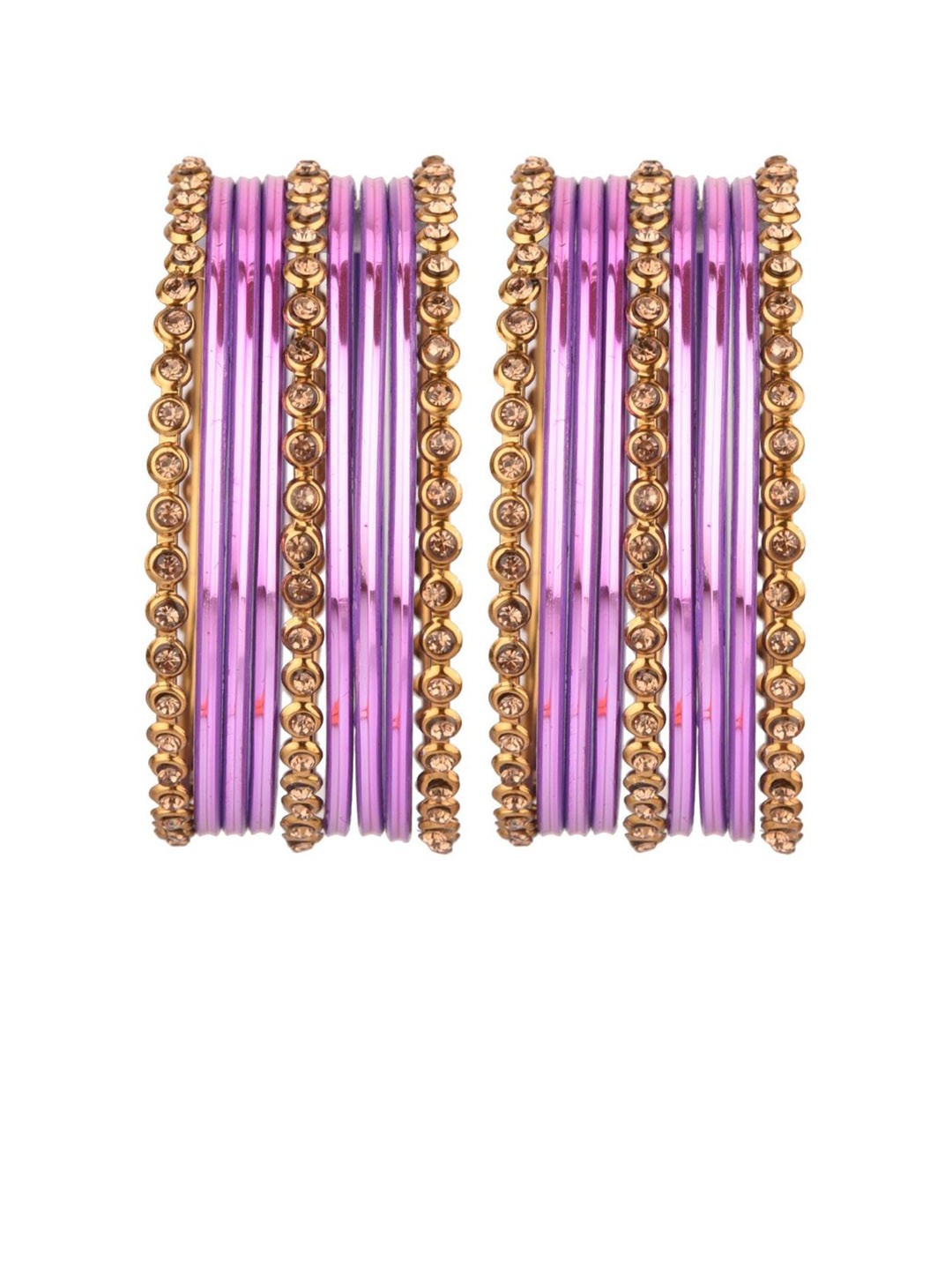 

Efulgenz Set Of 11 Purple Crystal Studded Bangle