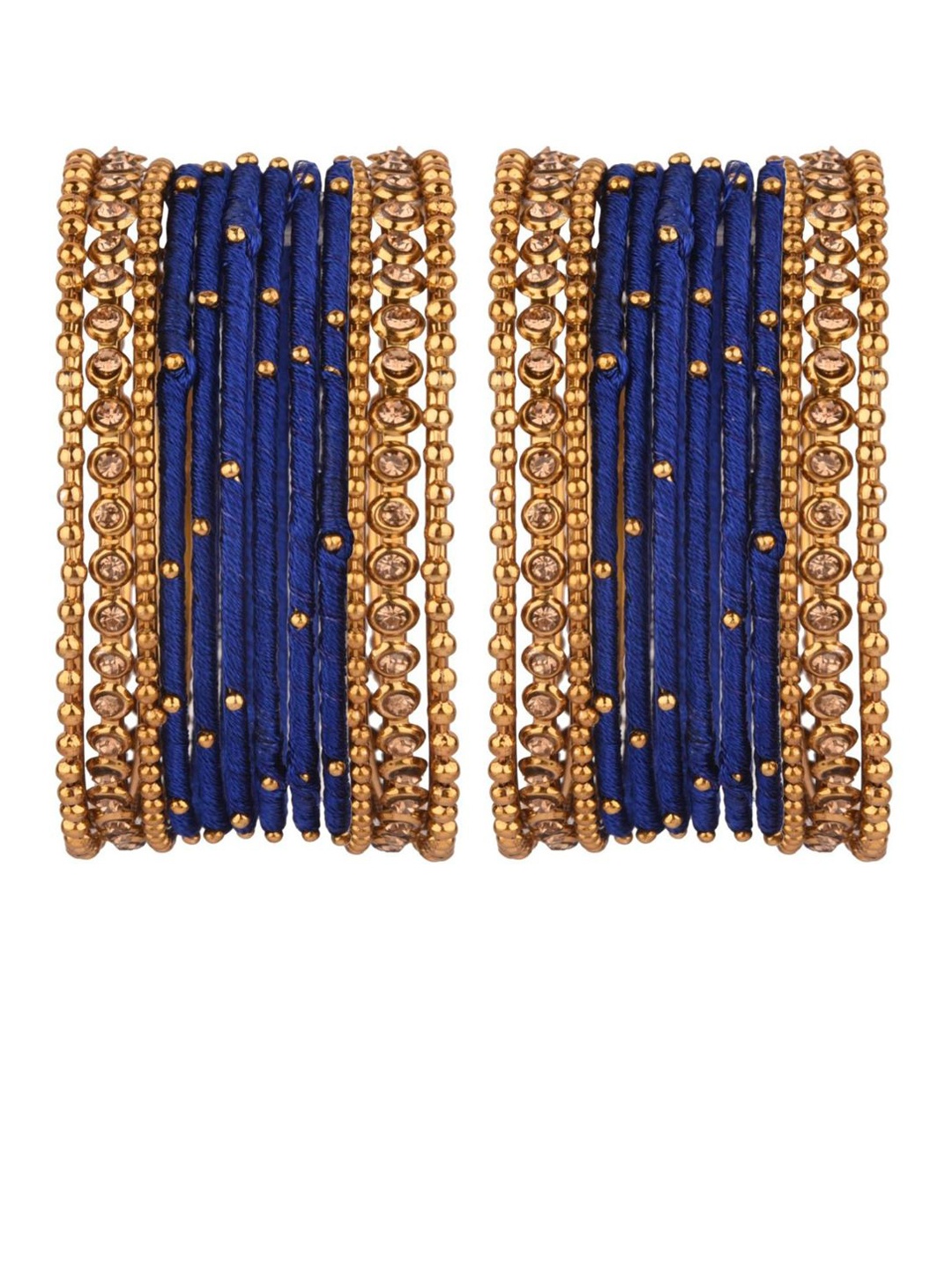 

Efulgenz 24-Pcs Gold-Plated & Crystal Stone-Studded Navy Blue Bangle Set