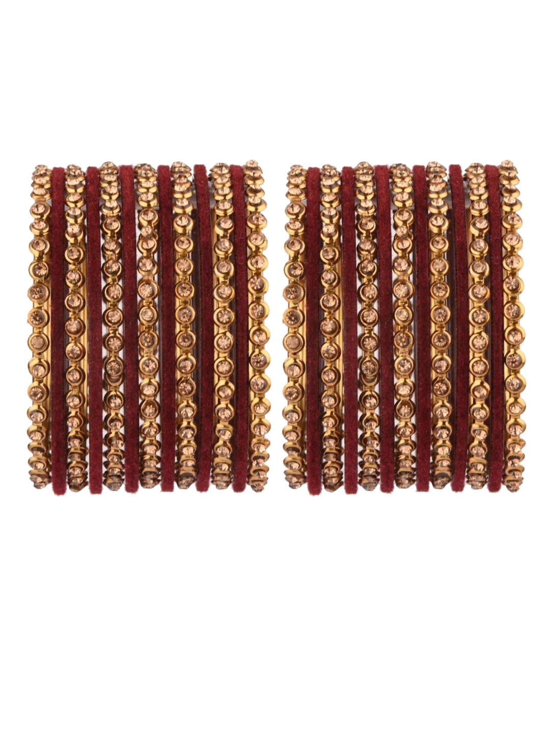 

Efulgenz Antique Designer 26-Pcs Gold-Plated & Maroon Crystal Studded Bangle Set