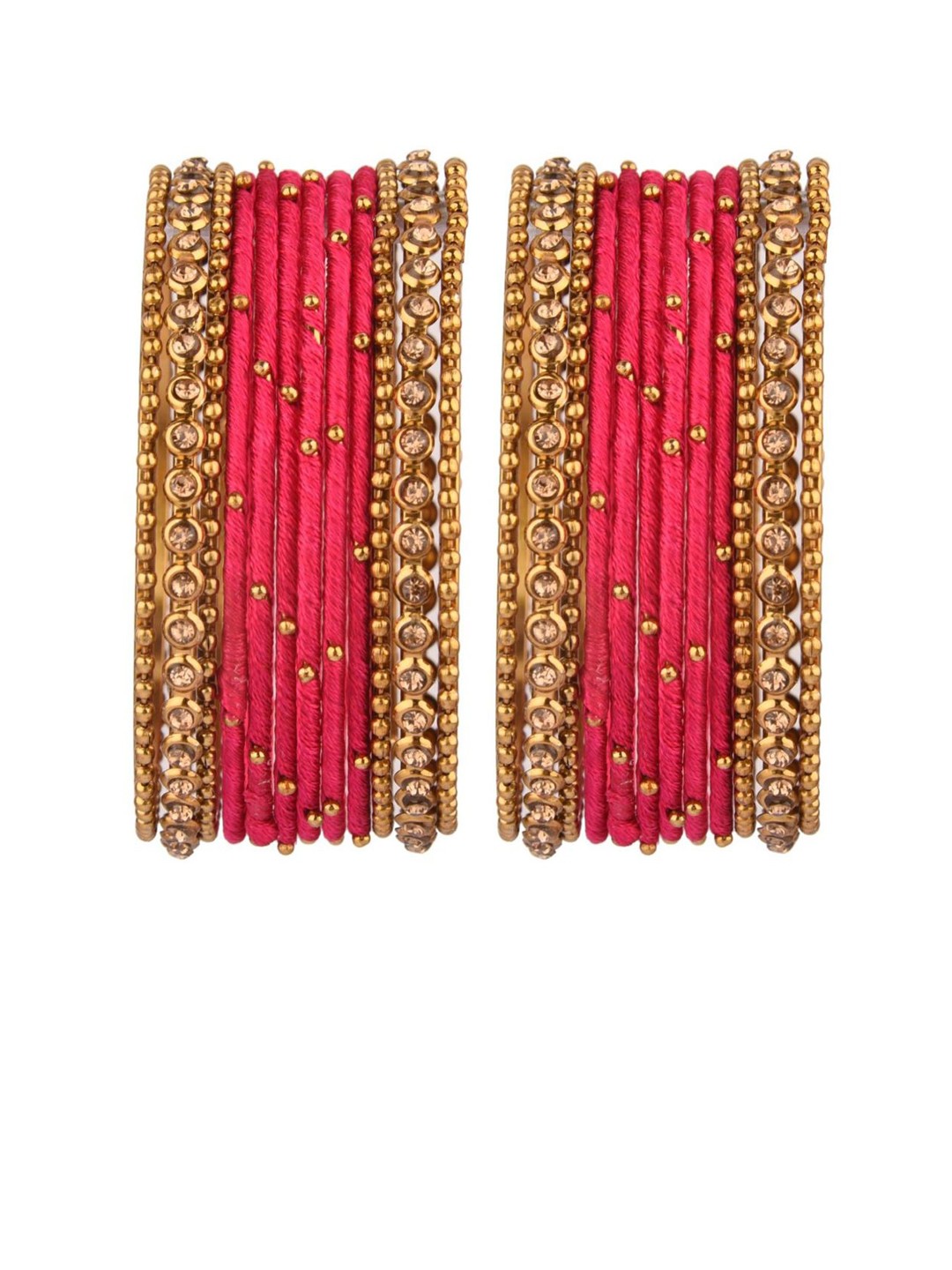 

Efulgenz Set Of 24 Gold-Plated Pink CZ-Studded Bangles