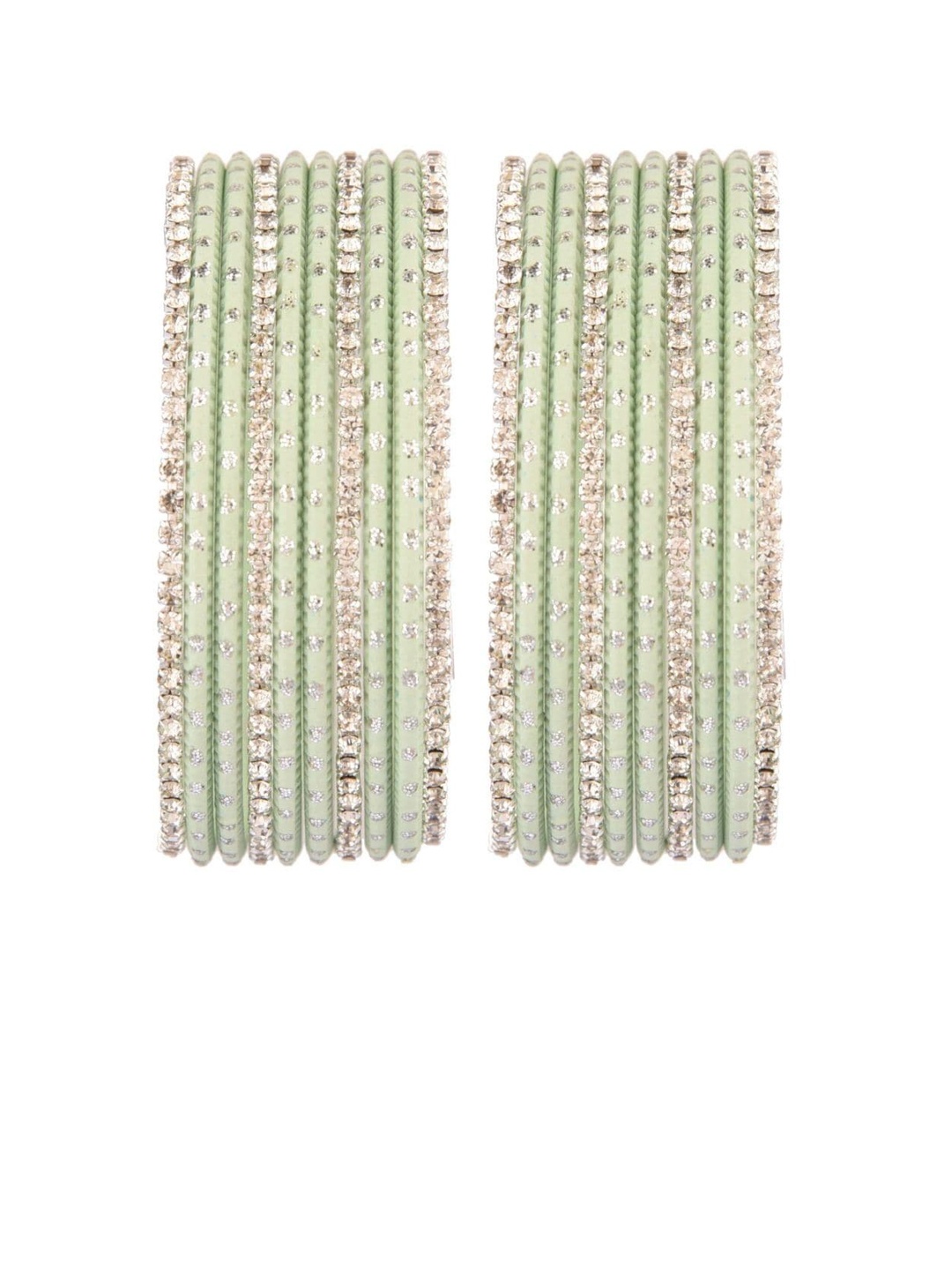 

Efulgenz Classic Fashion Set Of 20 Gold-Plated CZ-Studded Bangles, White