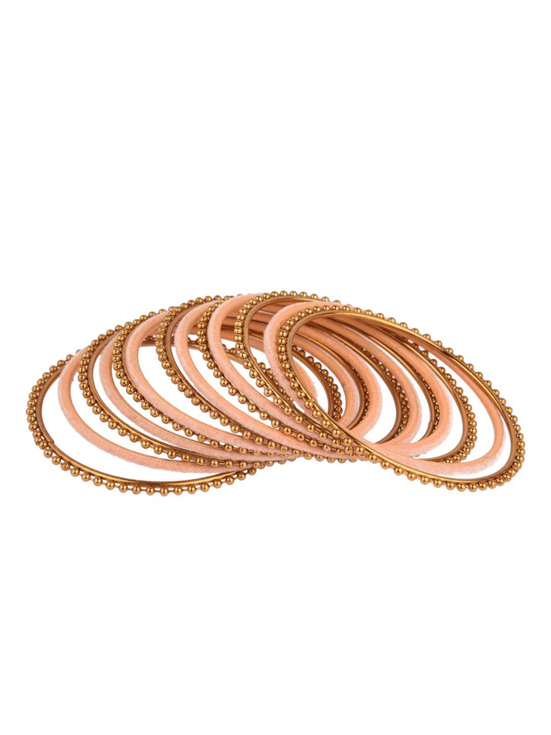 

Efulgenz Set of 26 Gold-Plated & Peach-color Classic Fashion Indian Bangles