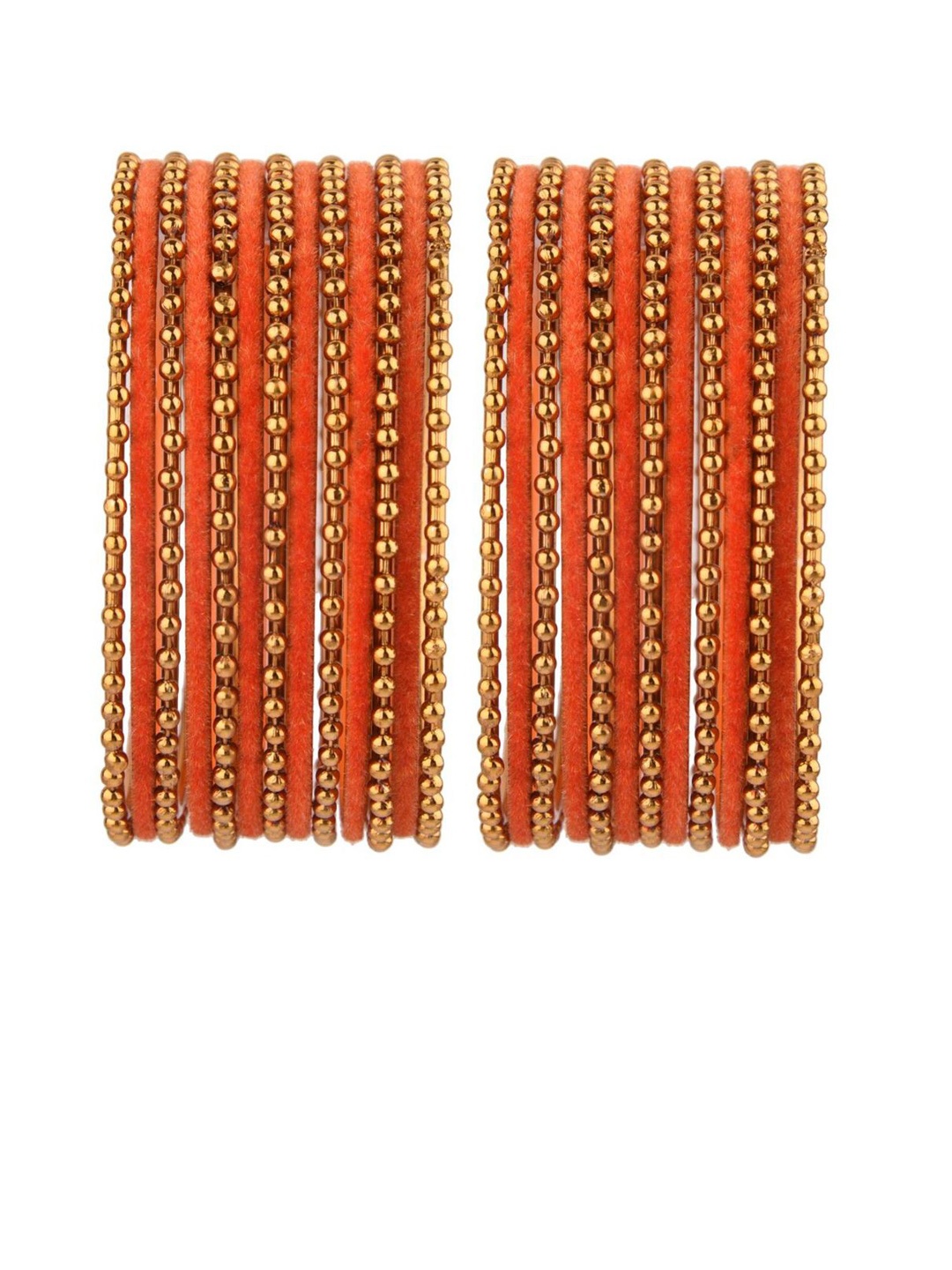 

Efulgenz Classic Fashion Set of 6 Gold-Plated & Orange Colored Bangle Set