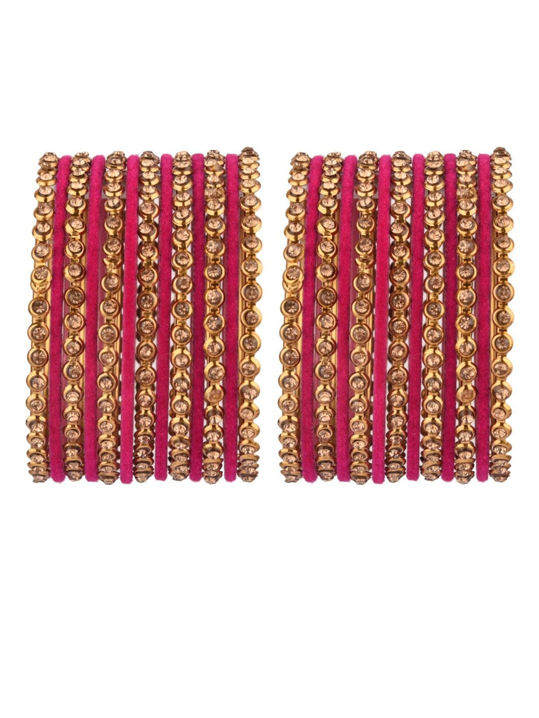

Efulgenz Antique Designer Set of 13-Pcs Gold-Plated & Magenta-colored Bangle Set