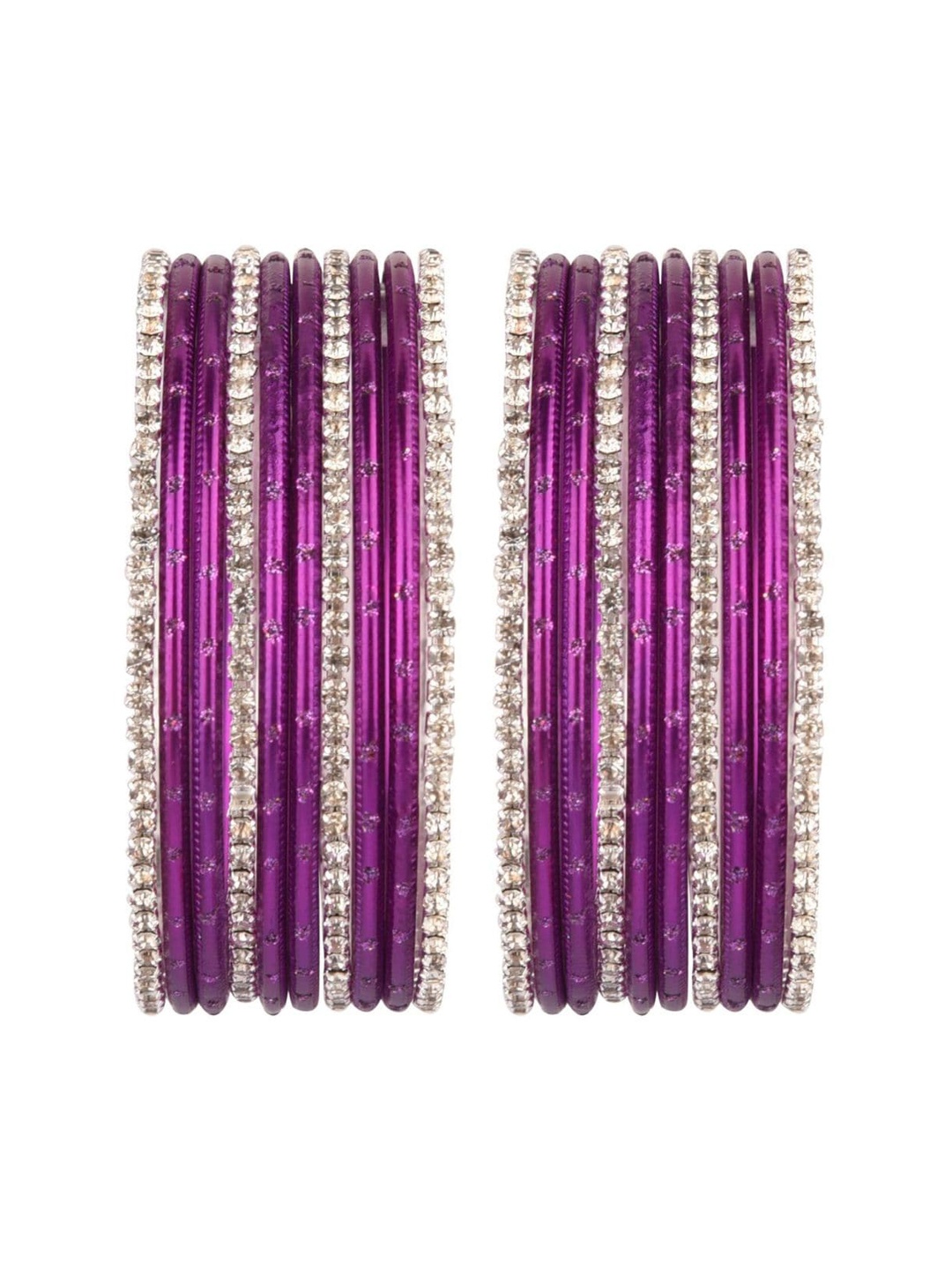 

Efulgenz Classic Fashion Set of 10-Pcs Gold-Plated & Purple Bangle Set