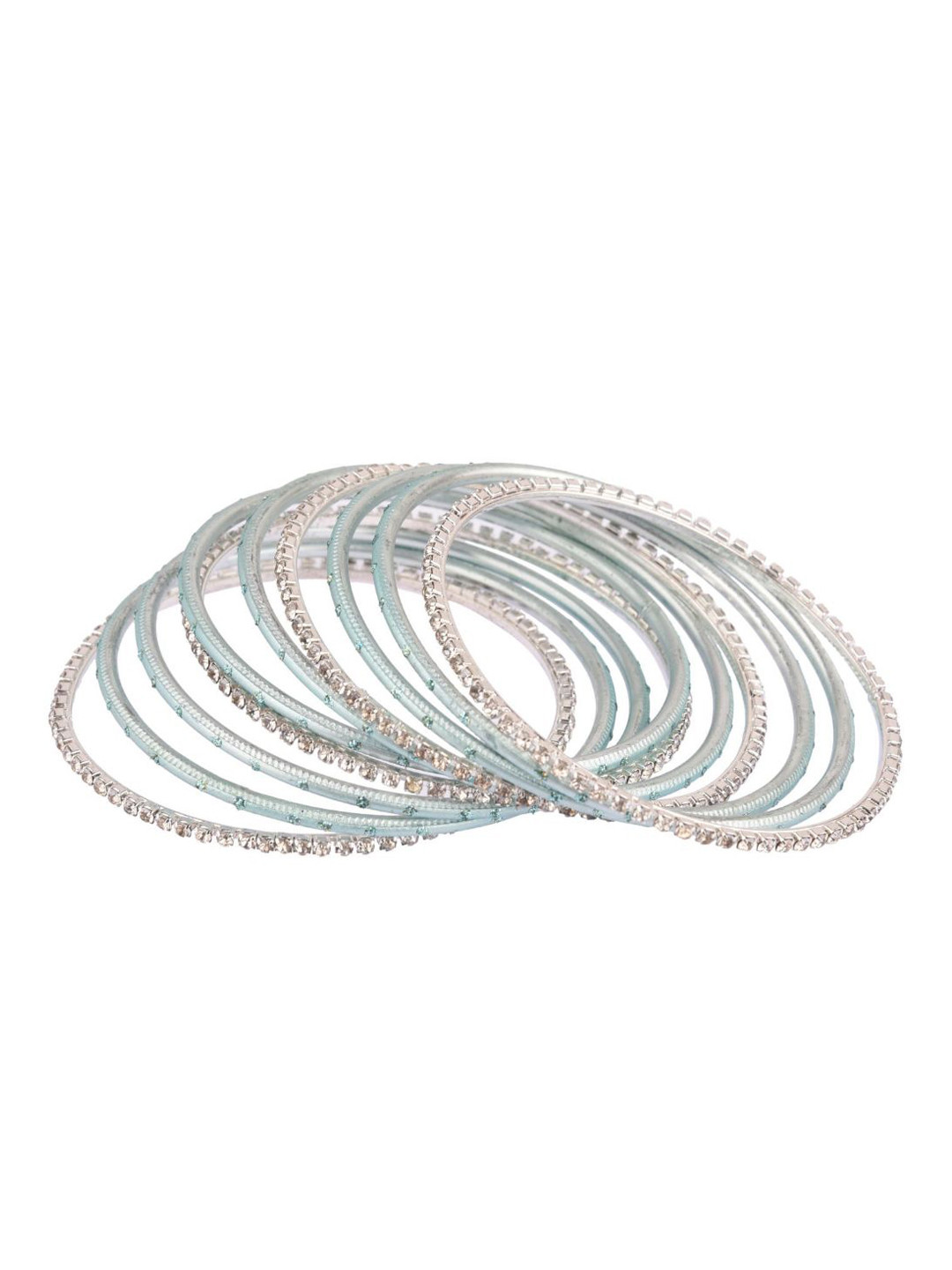 

Efulgenz Classic Fashion 20-Pcs Turquoise Blue Crystal-Studded Bangle Set