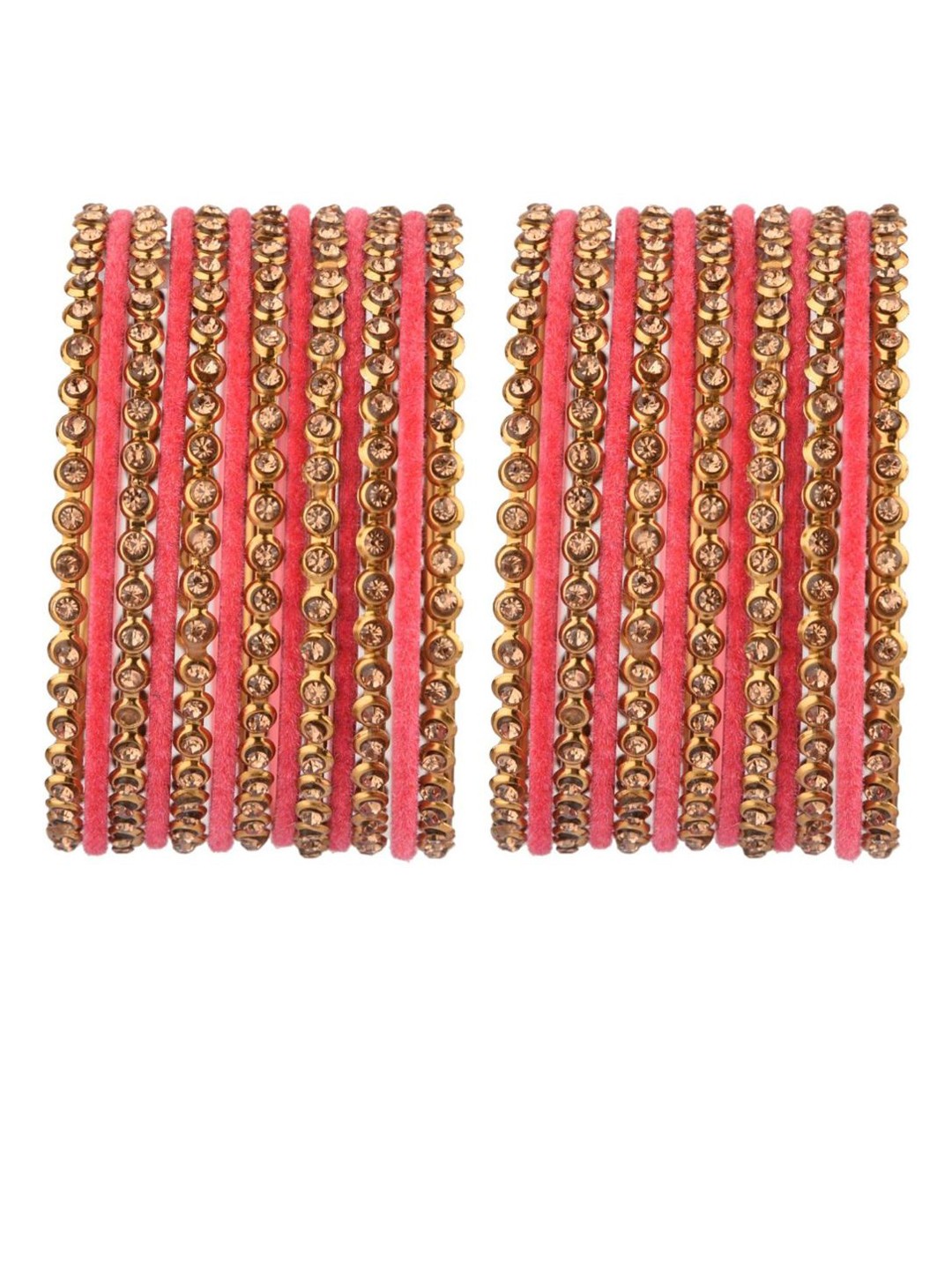 

Efulgenz Antique Designer Comtemporary Set of 26-Pcs Gold-Plated & Pink Bangle Set