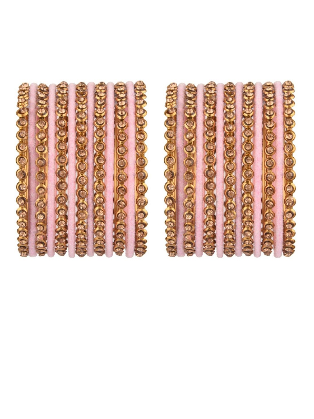 

Efulgenz Set of 26 Gold-Plated & Pink Antique Designer Comtemporary Bangles