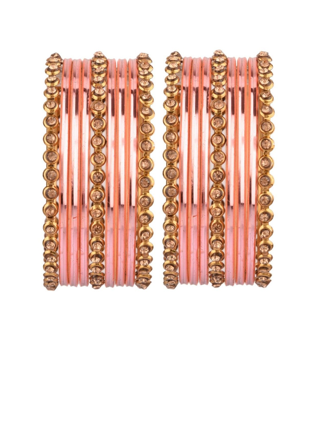 

Classic Fashion Indian Set of 22-Pcs Gold-Plated & Orange-Colored Bangle Set