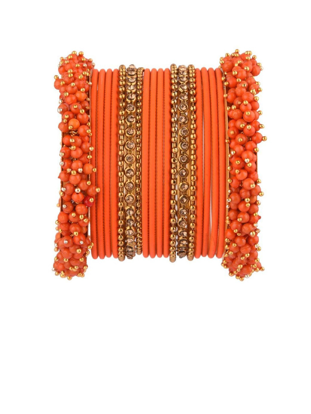 

Efulgenz Set Of 20 Gold-Plated Red CZ-Studded Bangles