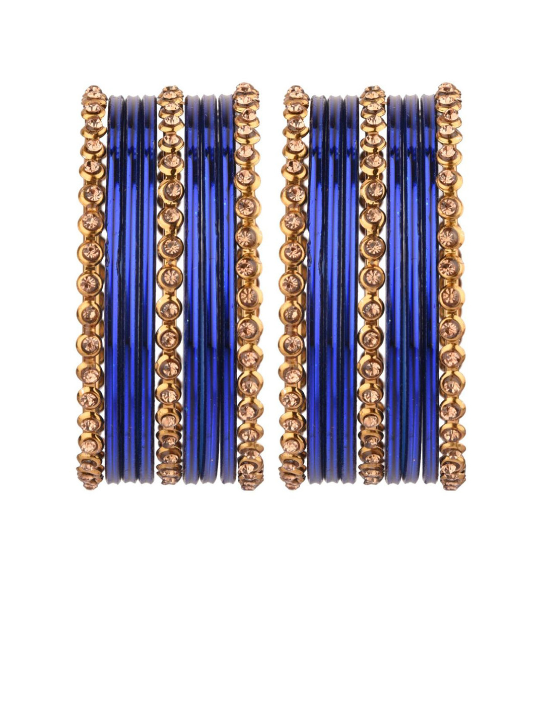 

Efulgenz Classic Fashion Set of 18-Pcs Gold-Plated & Navy-Blue Bangle Set