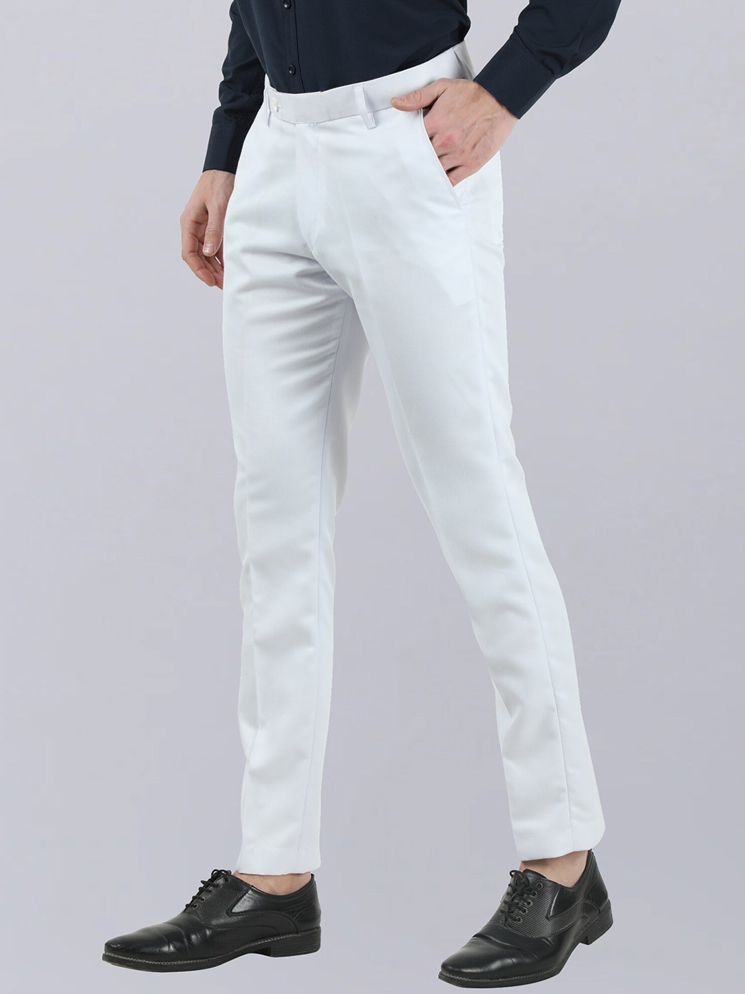 

VEI SASTRE Men White Smart Slim Fit Trousers