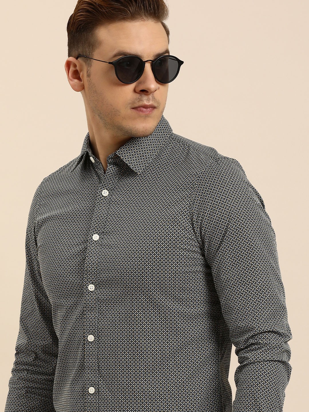 

Being Human Men Slim Fit Printed Pure Cotton Casual Shirt, Black