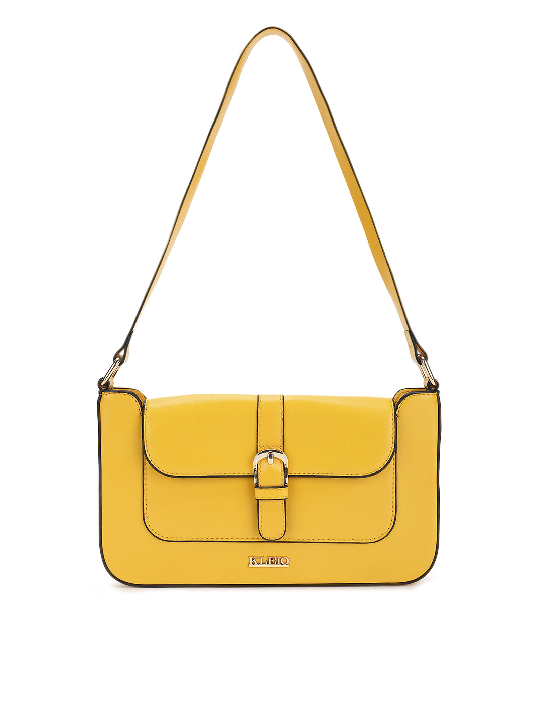 

KLEIO Yellow PU Structured Shoulder Bag