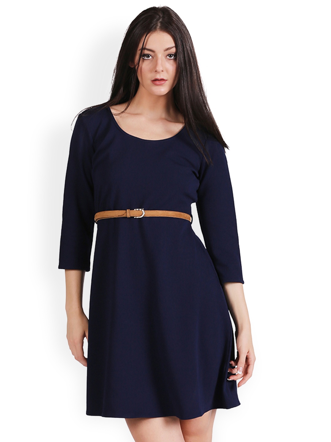 

Noi Women Navy Blue Solid Fit & Flare Dress
